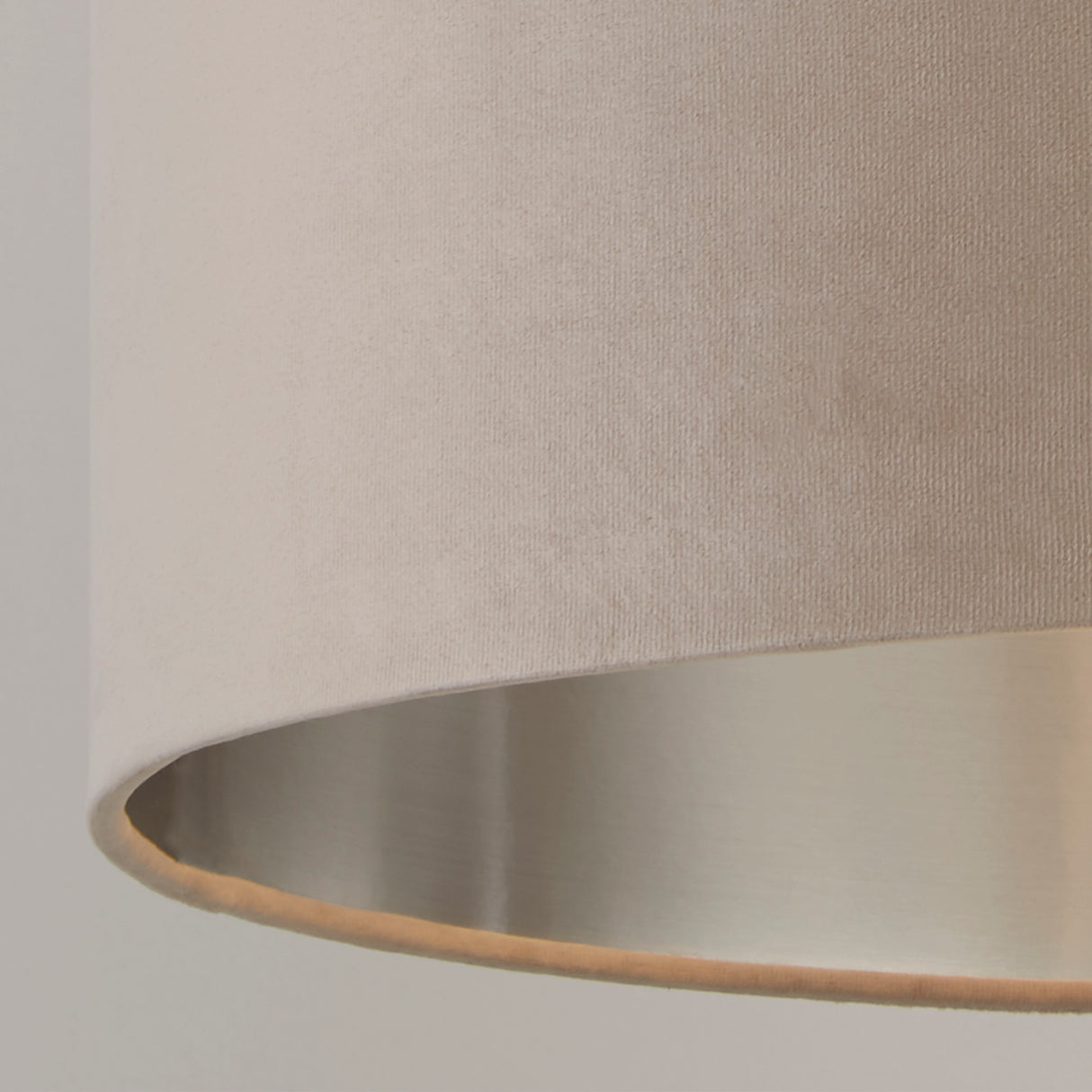 Searchlight Electric Drum Shade - Taupe Velvet with Silver Inner Dia.38cm 21035TA