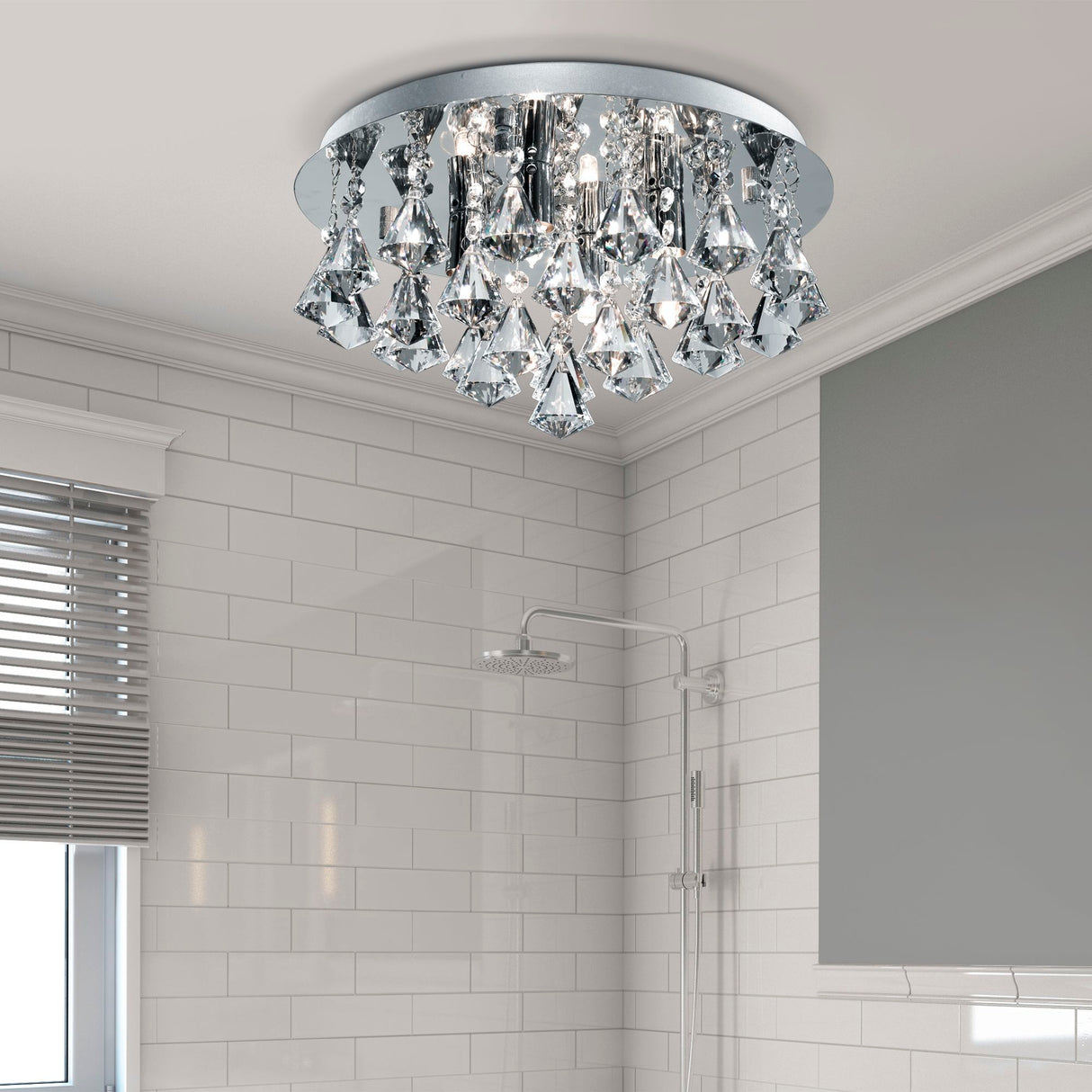 Searchlight Electric Hanna 4Lt Flush - Chrome Metal & Clear Crystal 2204-4CC
