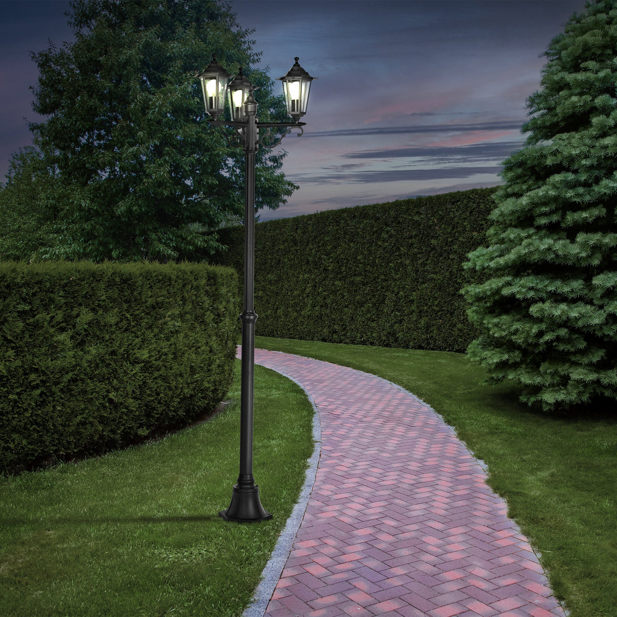 Eglo EU LATERNA?4 Outdoor Floor Light – Classic Black Lantern Post, E27, IP44, Garden & Pathway Lighting