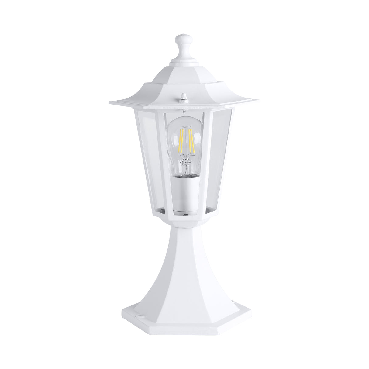 Eglo EU LATERNA?5 Outdoor Pedestal Light – Classic White Lantern Bollard, E27, IP44 Garden Lighting