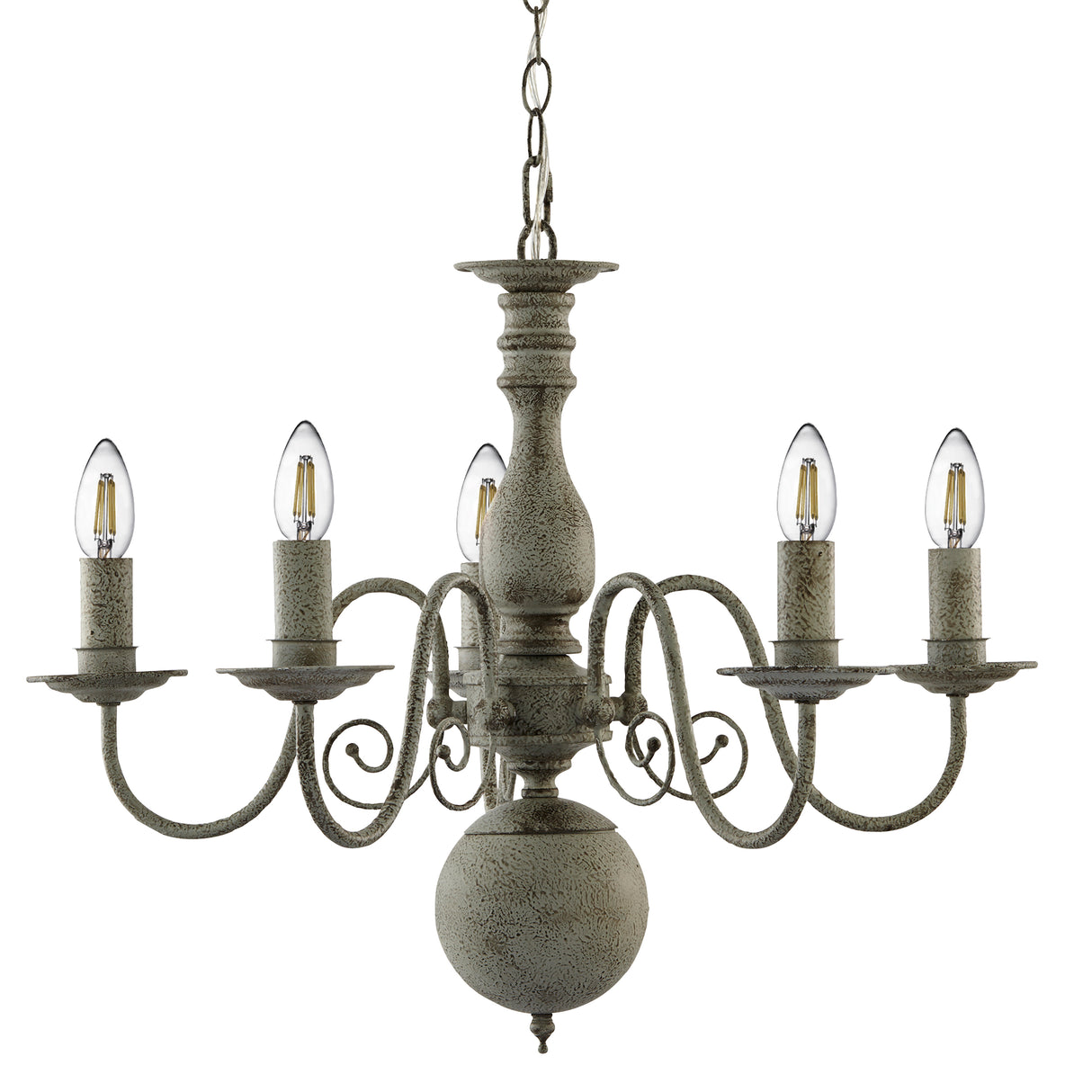 Searchlight Electric Greythorne 5Lt Pendant - Textured Grey Metal 2265-5GY