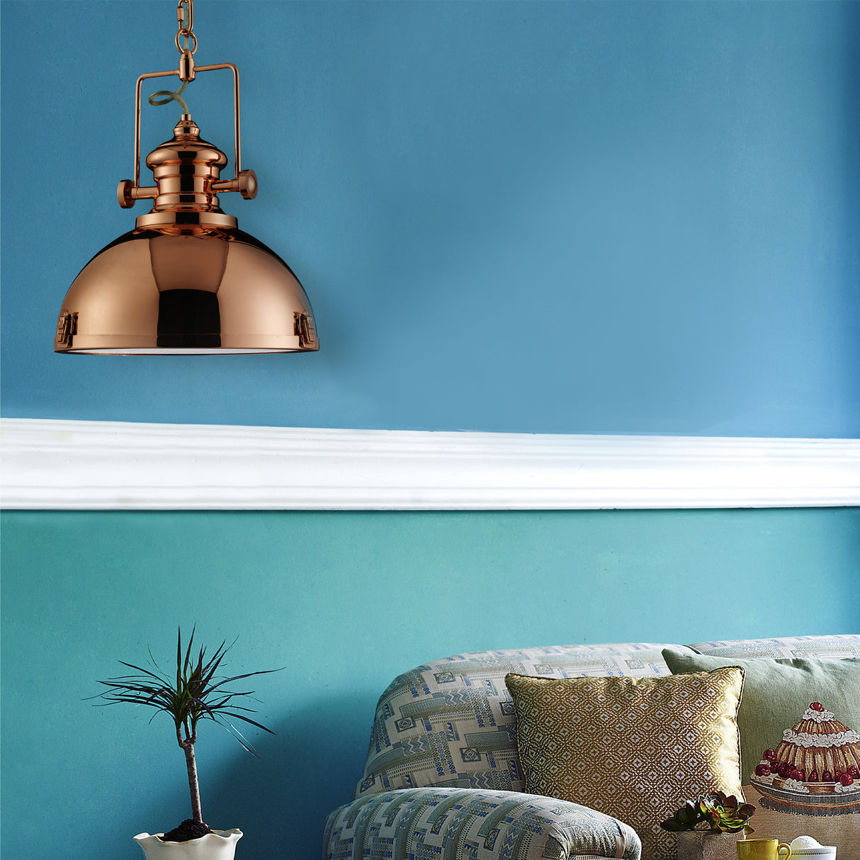 Searchlight Electric Louisiana Pendant - Copper Metal & Clear Lens 2297CU
