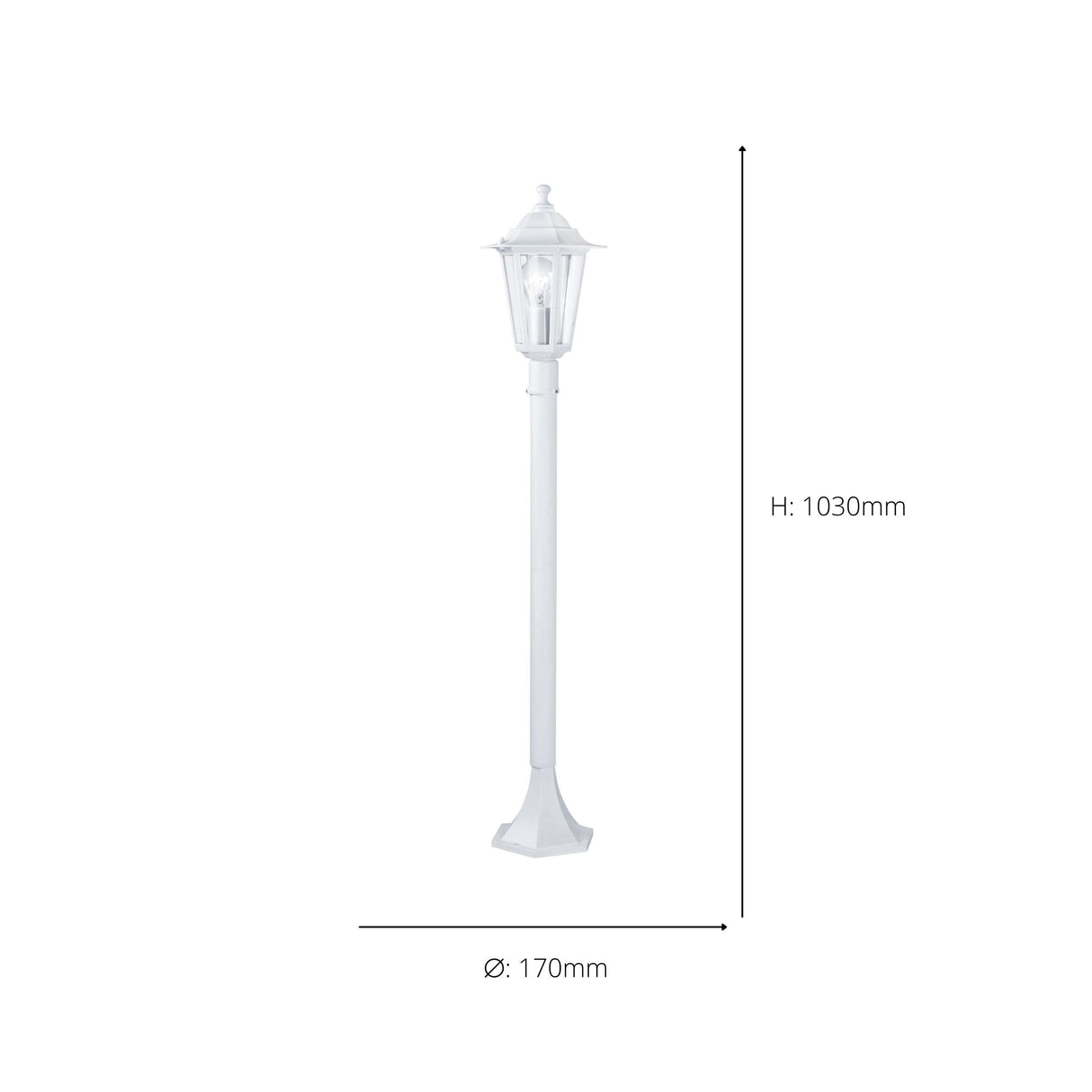 Eglo EU LATERNA?5 Outdoor Floor Light – Classic White Lantern Post, E27, IP44 Garden & Pathway Lighting