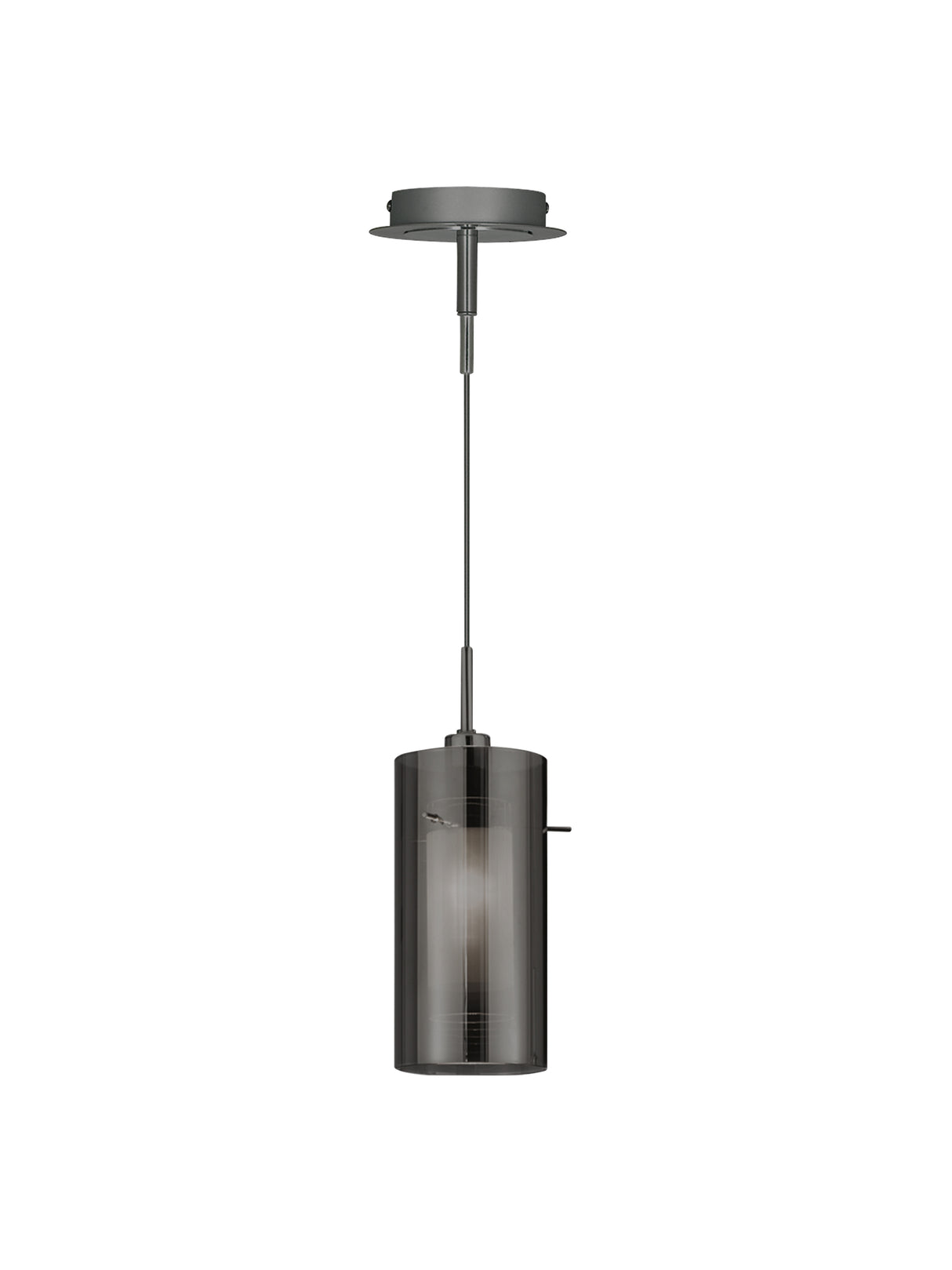 Searchlight Electric Duo II Pendant - Satin Silver & Smoked Glass 2301SM