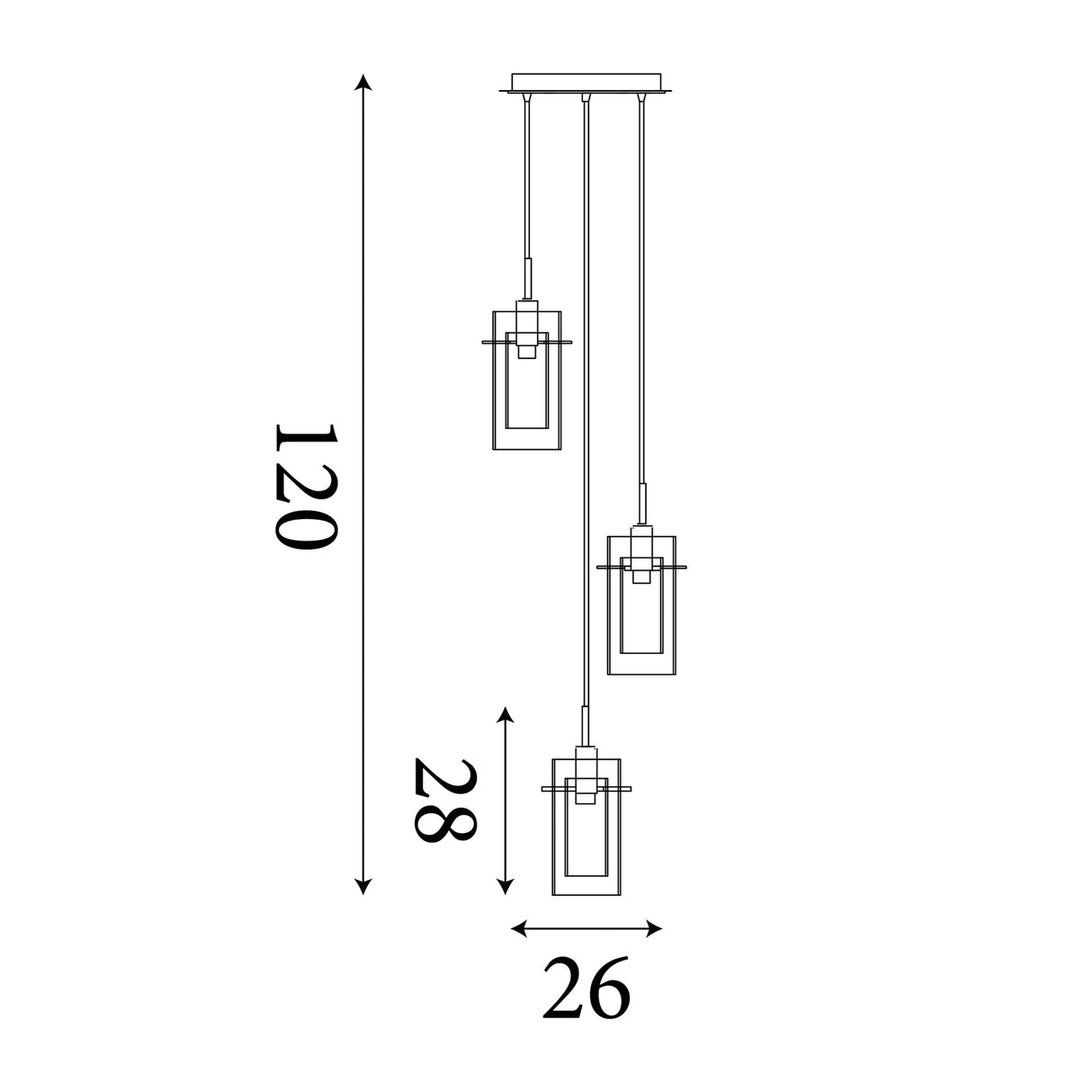 Searchlight Electric Duo III 3Lt Multi-Drop - Bronze Metal & Champagne Glass 2303-3CP