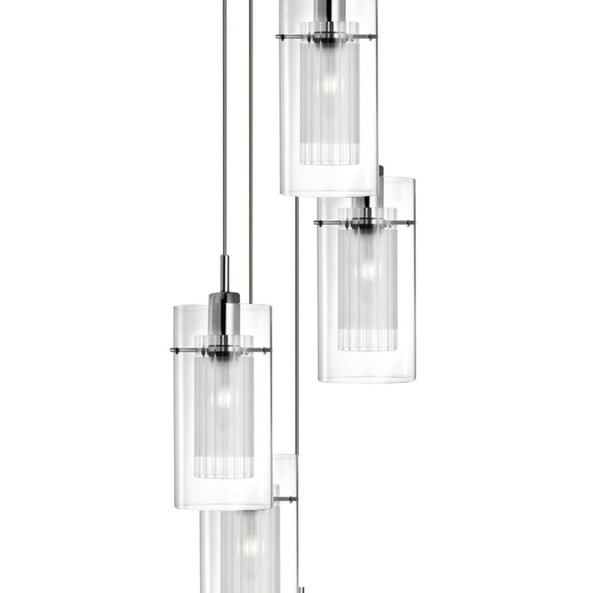 Searchlight Electric Duo I 5Lt Multi-Drop Pendant - Satin Silver Metal & Glass 2305-5