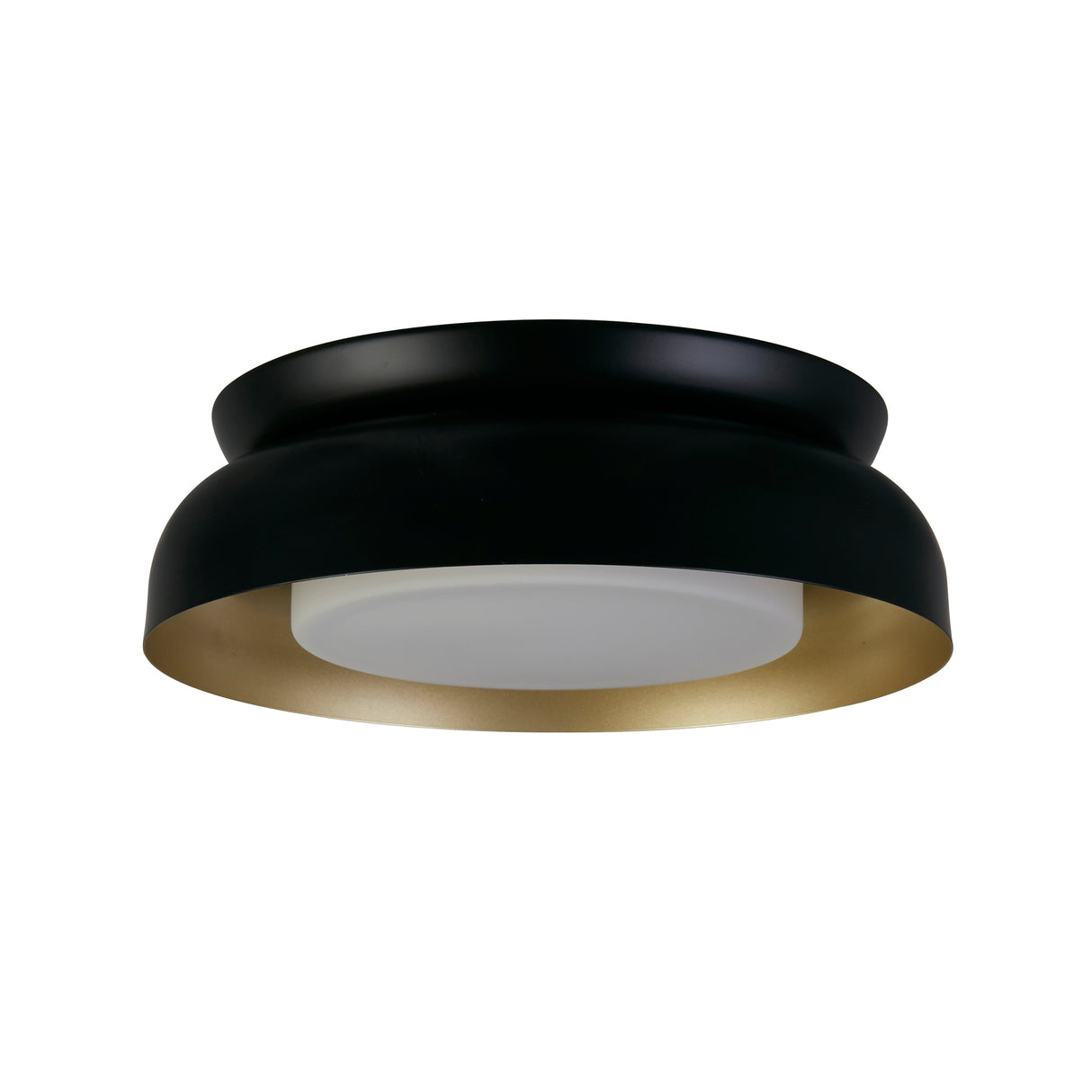 Searchlight Electric Kendal 2Lt Flush, Black & Gold Metal with Frosted Diffuser 23122BGO