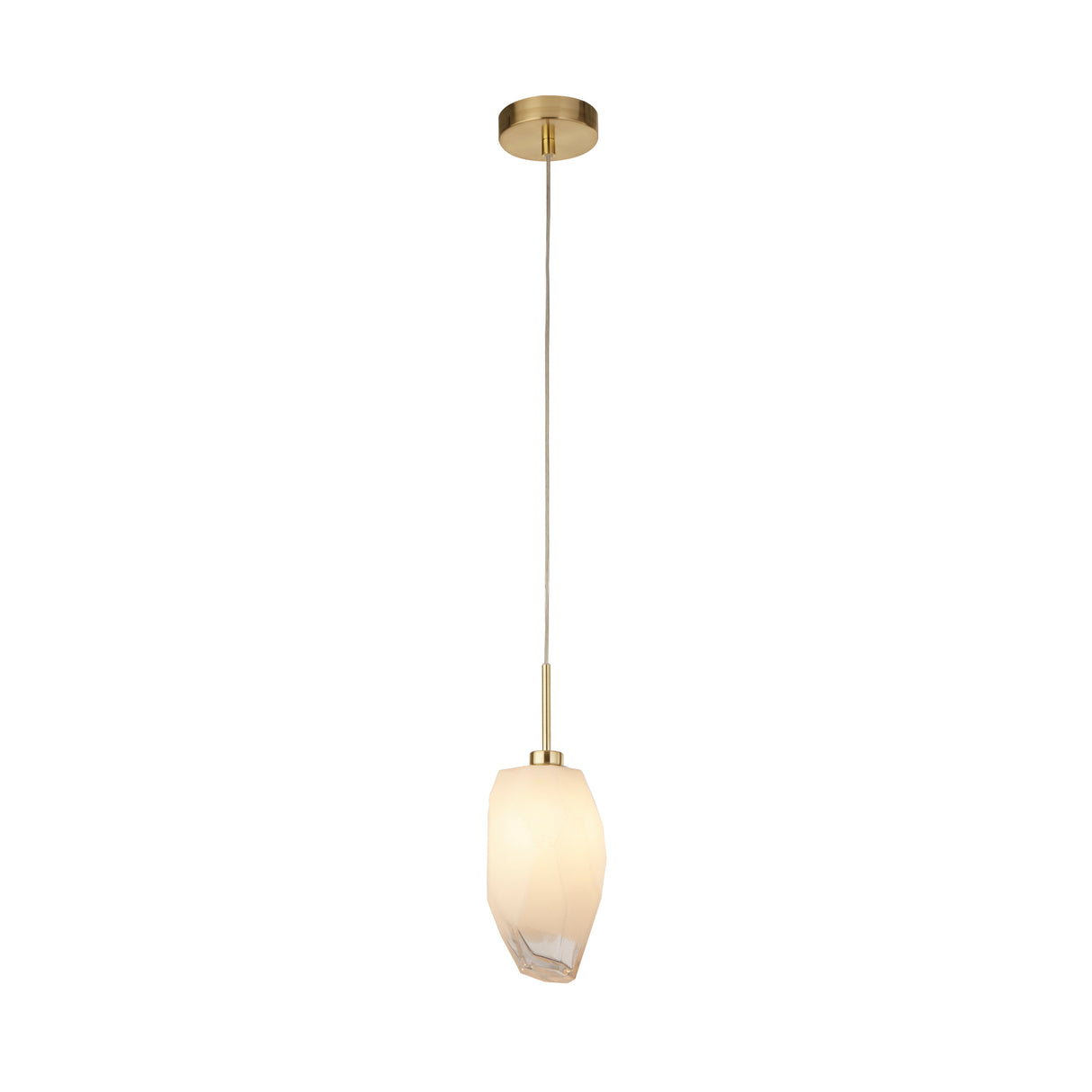 Rocky 1Lt Pendant, Satin Brass Metal & Glass
