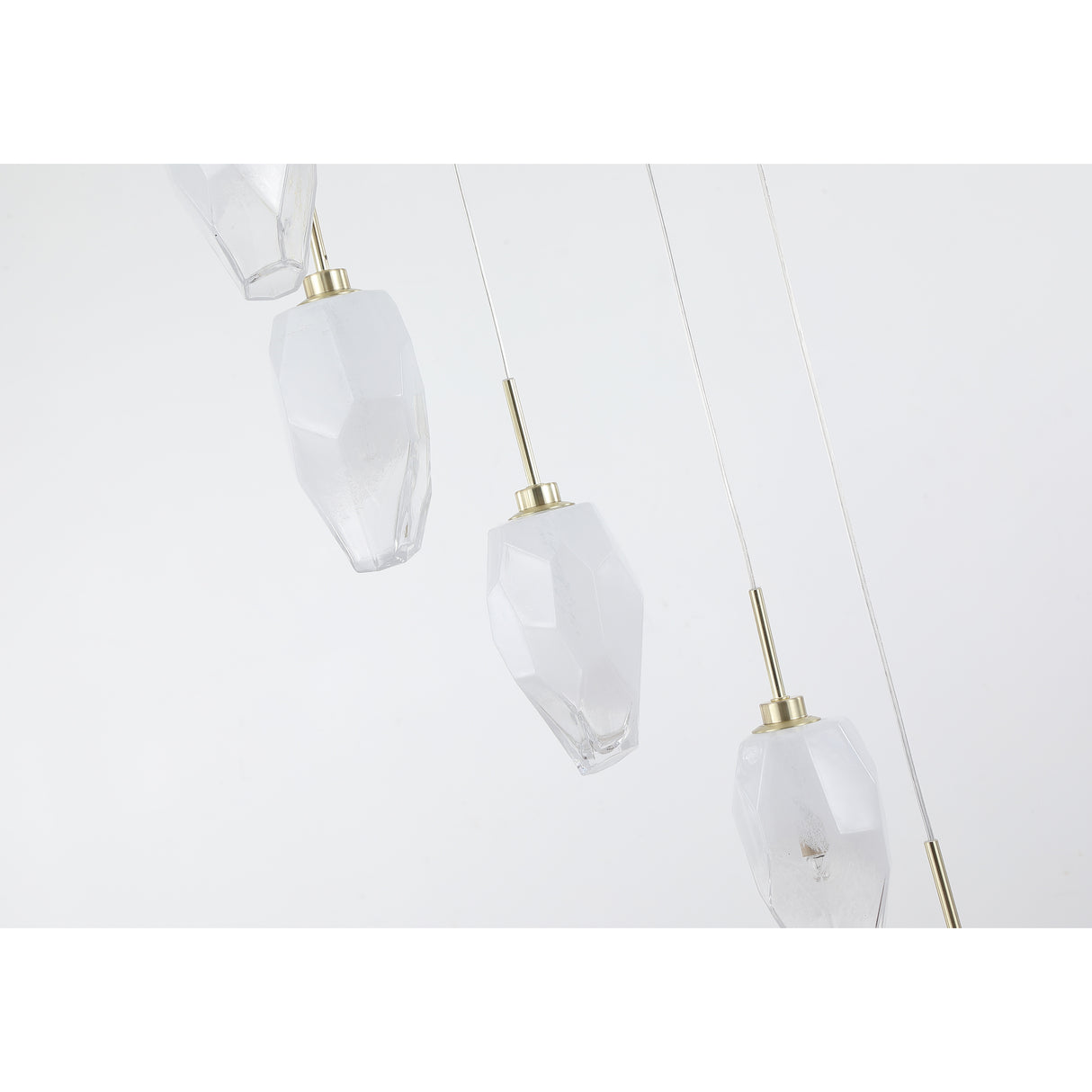Searchlight Electric Rocky 8Lt Multi Drop Pendant, Satin Brass Metal & Glass 23147-8SB