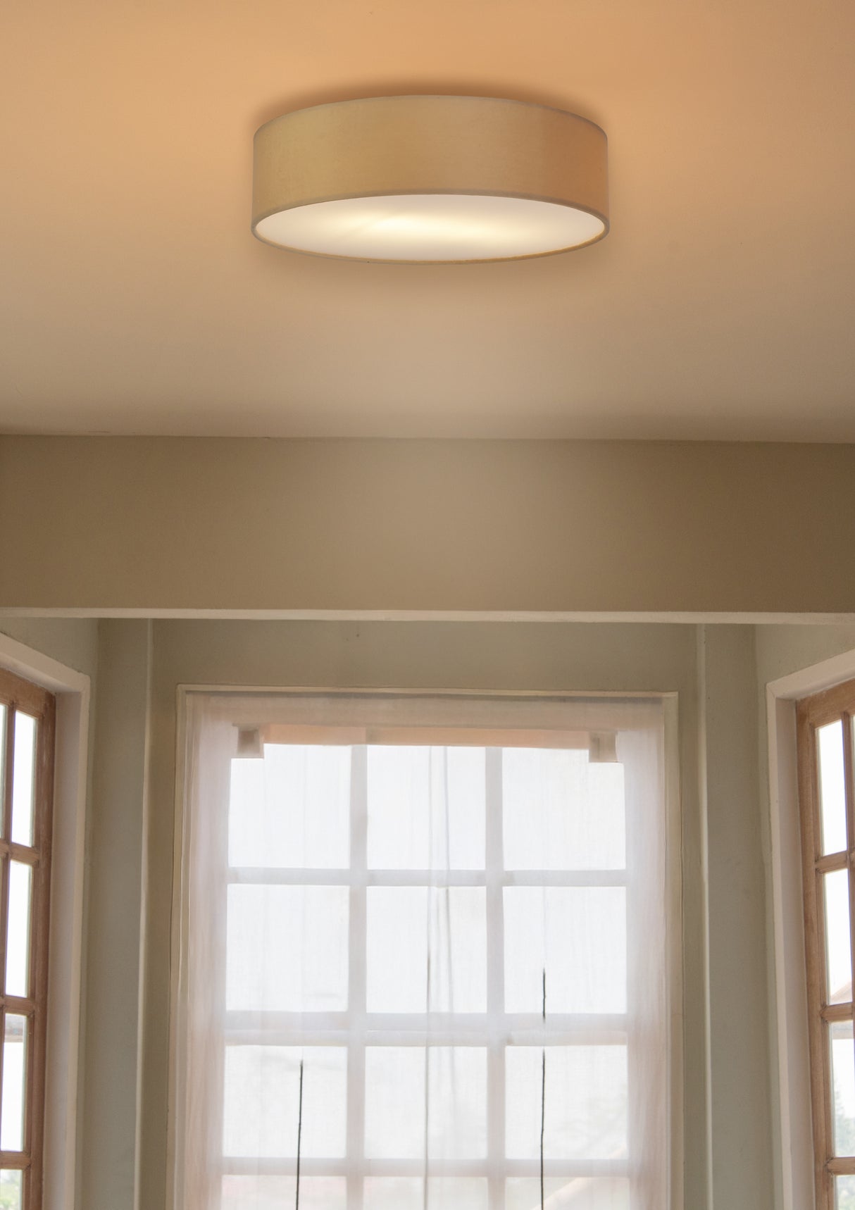 Searchlight Electric Drum 2Lt Flush, Champagne Velvet Shade 23298-2CP