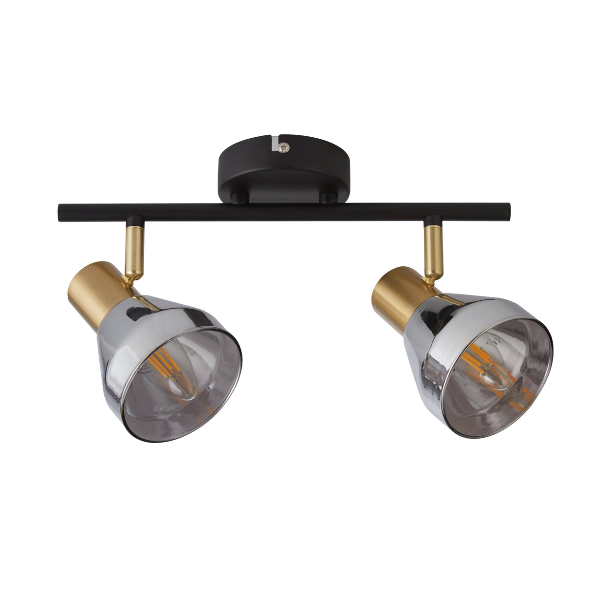 Searchlight Electric Westminster 2Lt Spot - Black, Satin Brass Metal & Smoked 23801-2SM
