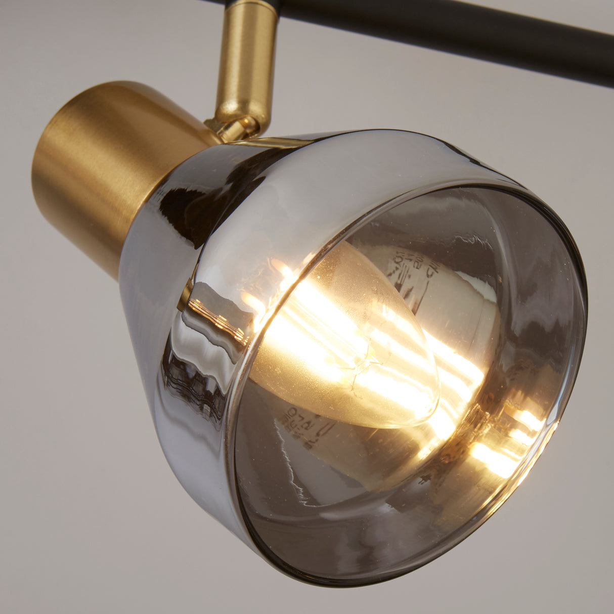 Searchlight Electric Westminster 4Lt Spot-Black, Satin Brass Metal & Smoked Glass 23801-4SM