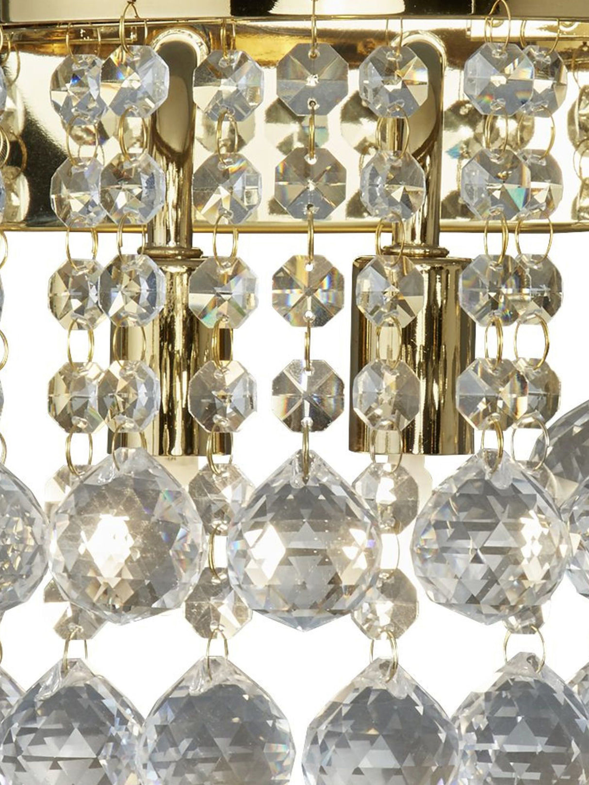 Searchlight Electric Hanna 2Lt Wall Light - Gold Metal & Clear Crystal 2402-2GO