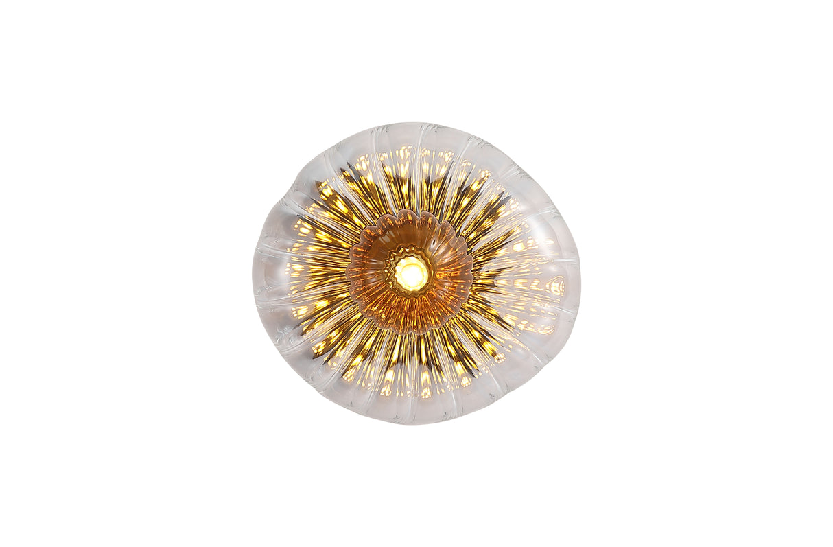 Sunbeam 1lt Wall Light, Clear and Amber Ribbed Glass