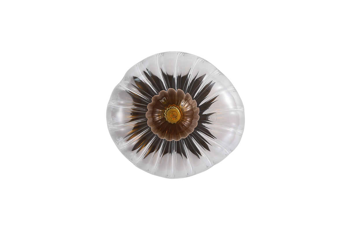 Searchlight Electric Sunbeam 1lt Wall Light, Clear and Amber Ribbed Glass 24122-1BK