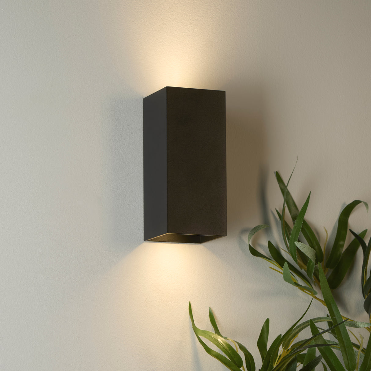 Searchlight Electric Don Square Up&Down Wall Light, GU10, Black 24126BK