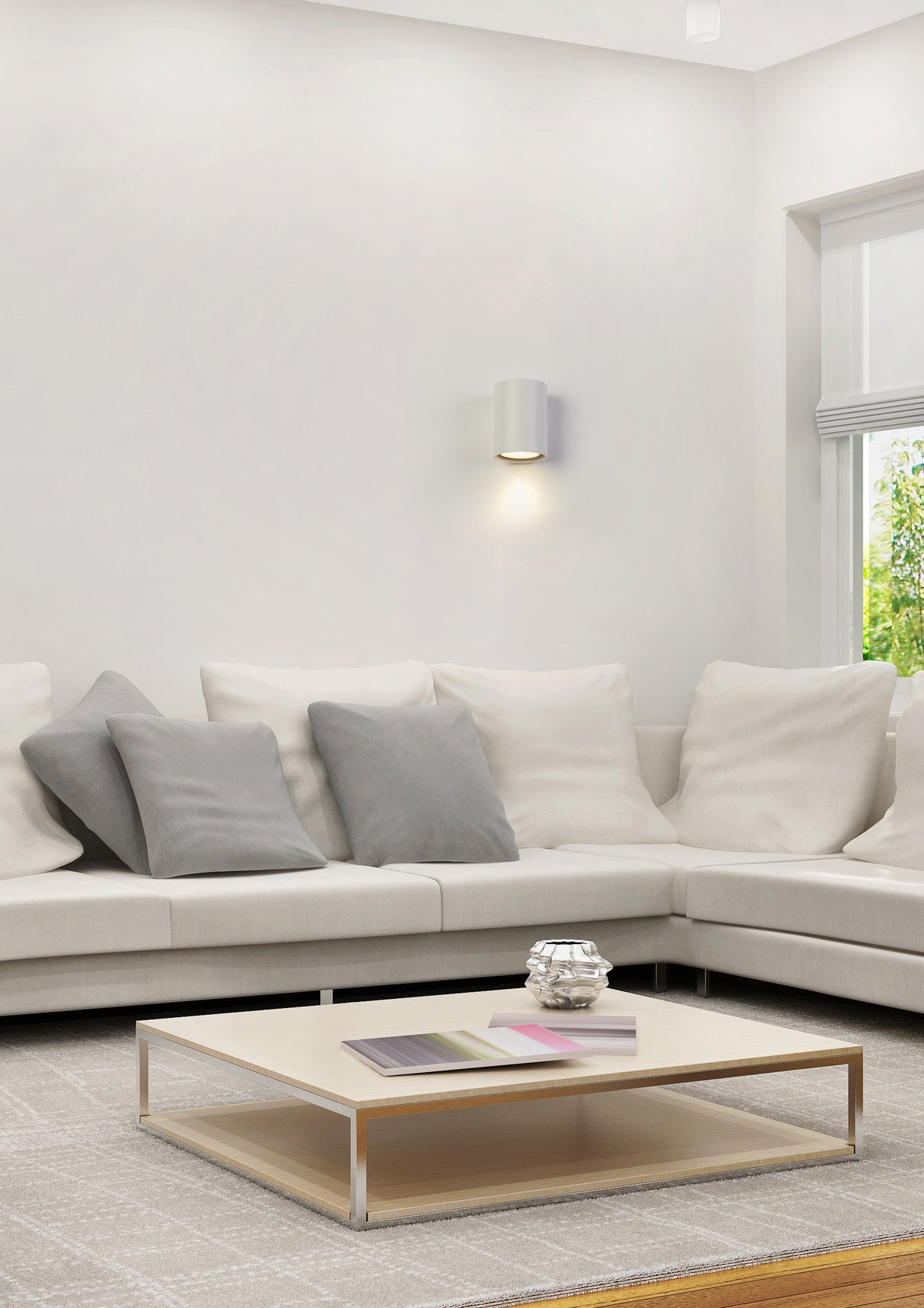 Searchlight Electric Cyls Cylinder Down Wall Light, GU10, White 24130WH