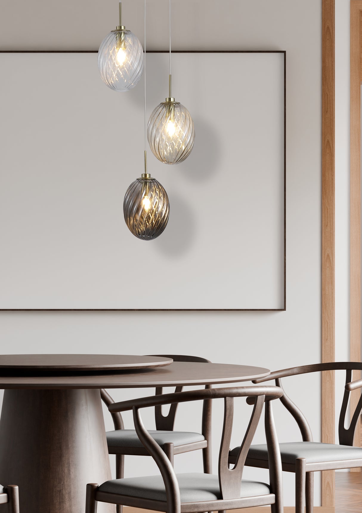 Searchlight Electric Whirl 3Lt Multi Drop Pendant, Satin Brass Metal, Multi Glass 24142-3SB