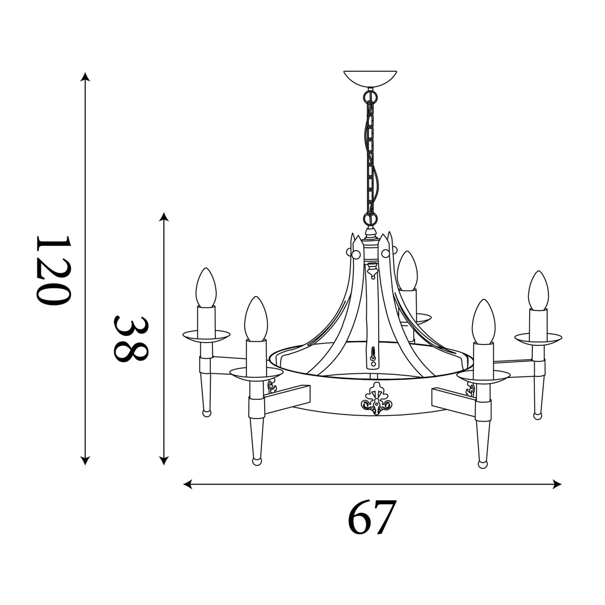 Searchlight Electric Cartwheel II 5Lt Pendant - Black Wrought Iron 2425-5BK