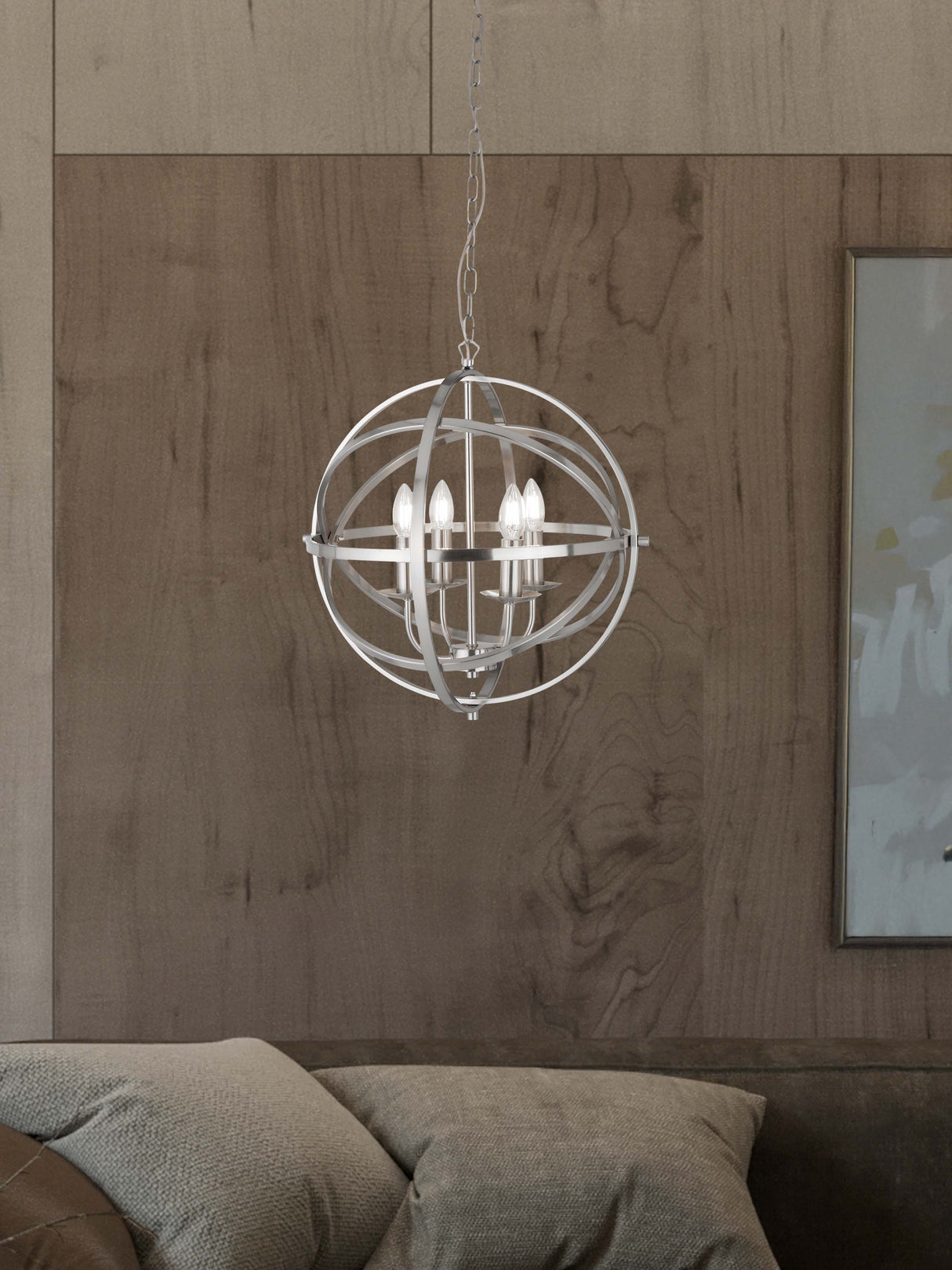 Searchlight Electric Orbit 4Lt Pendant - Satin Silver Metal 2474-4SS