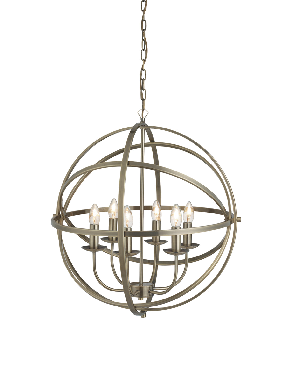Orbit 6Lt Pendant - Antique Brass Metal