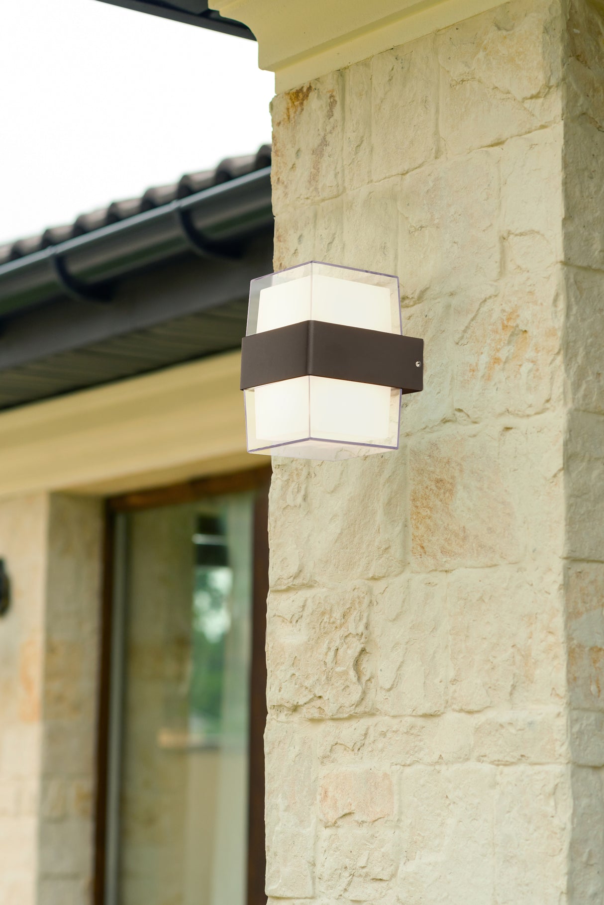 Searchlight Electric Pittsburgh Outdoor Wall Light - Black Metal & Opal 25122-2BK