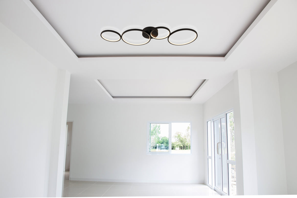Searchlight Electric Cirque 4Lt Ring Flush - Black Metal 25772-4BK