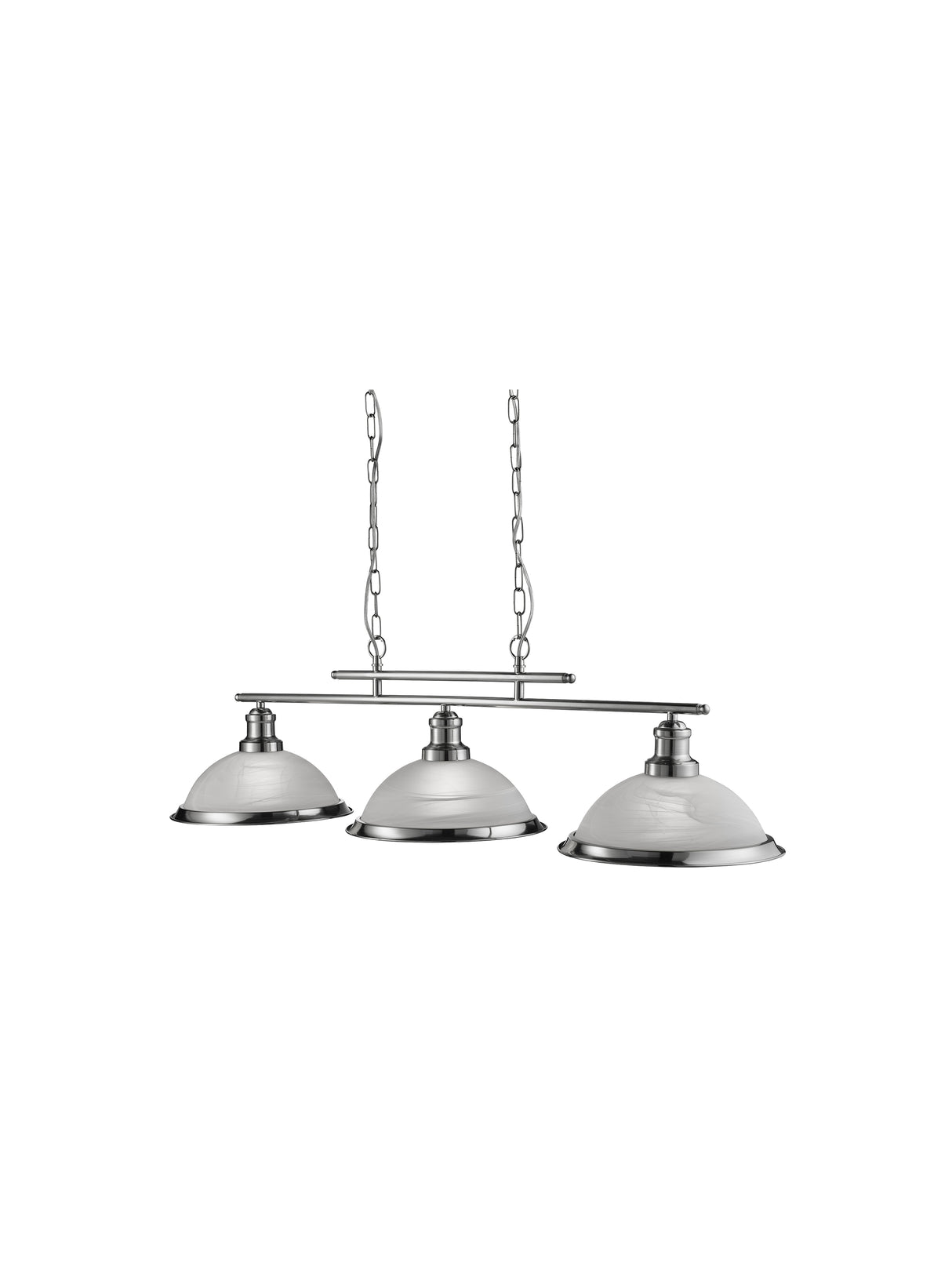 Bistro 3Lt Bar Pendant - Satin Silver Metal & Acid Glass