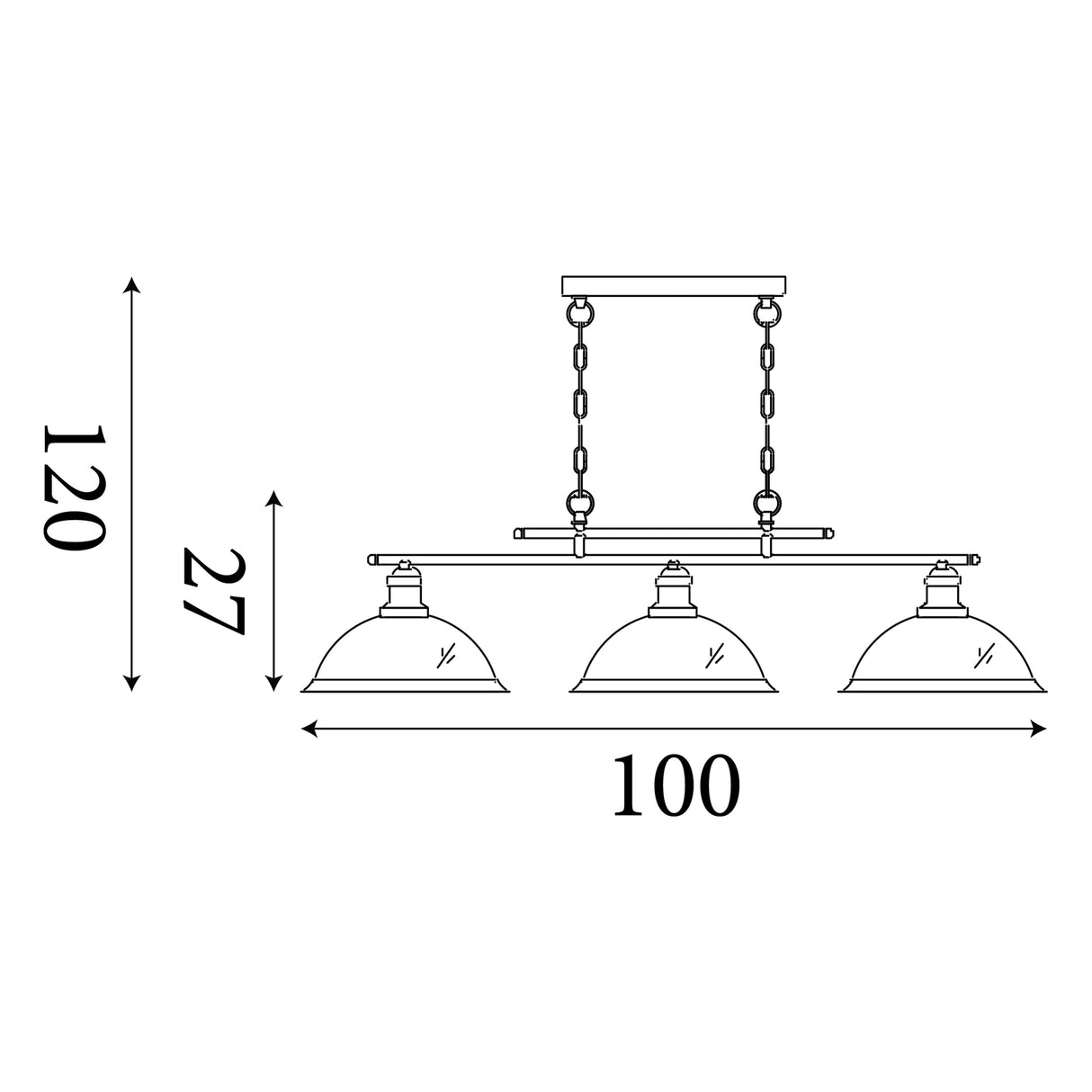 Searchlight Electric Bistro 3Lt Bar Pendant - Satin Silver Metal & Acid Glass 2683-3SS