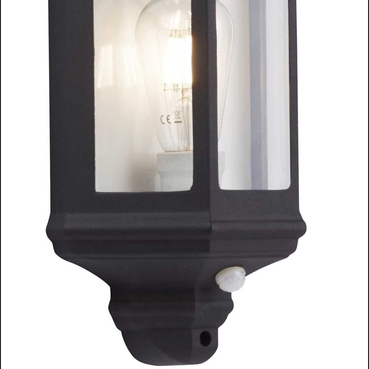 Searchlight Electric Maine Outdoor Wall Light - Black Metal & Clear Glass 280BK-PIR