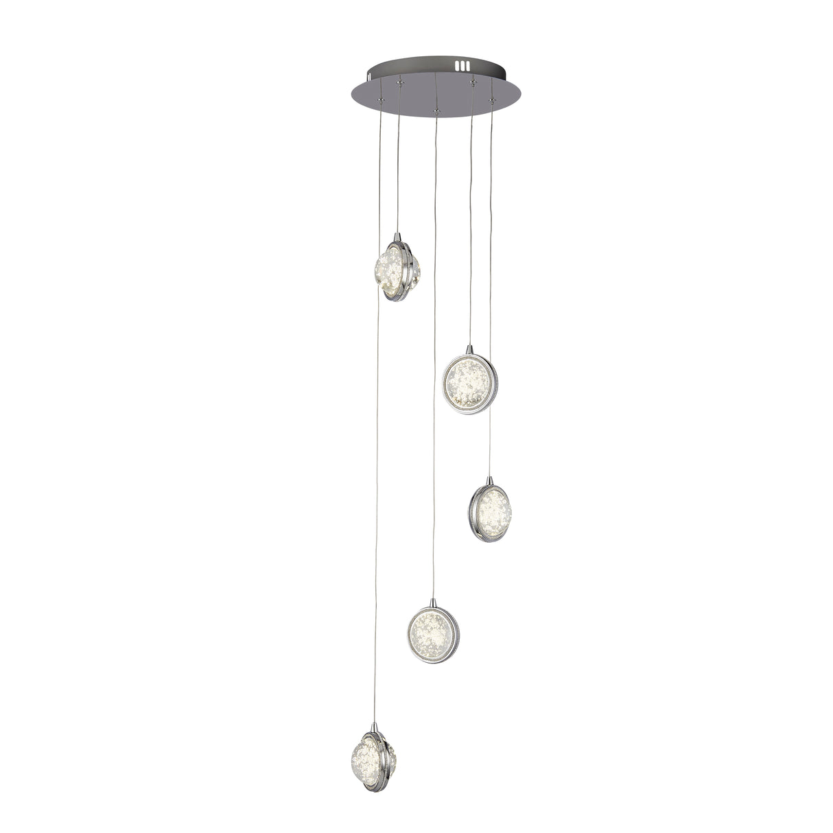 Quartz 5Lt Ceiling Pendant - Chrome & Bubble Glass
