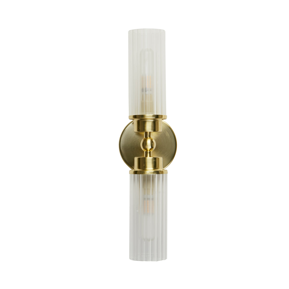 Searchlight Electric Imperial 2Lt Wall Light, Satin Brass Metal & Clear Ribbed Gl 29982SB