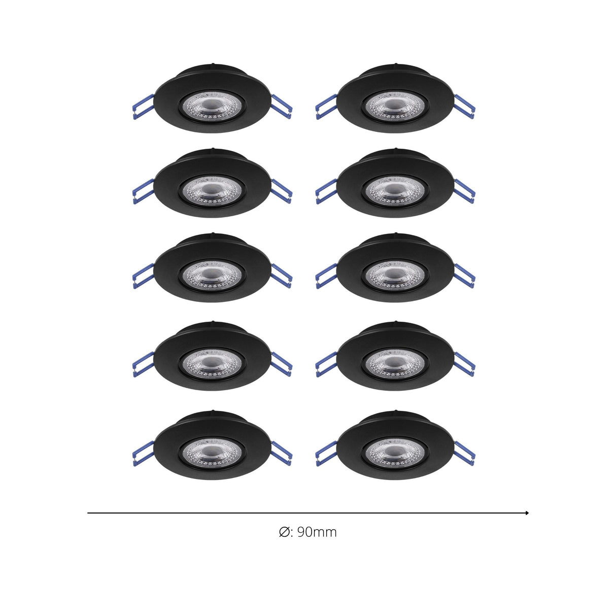 Eglo EU GEDREZ Recessed LED Light – Black, CCT Selectable, Ultra High Output, Warm to Cool White, Slim Indoor Downlight
