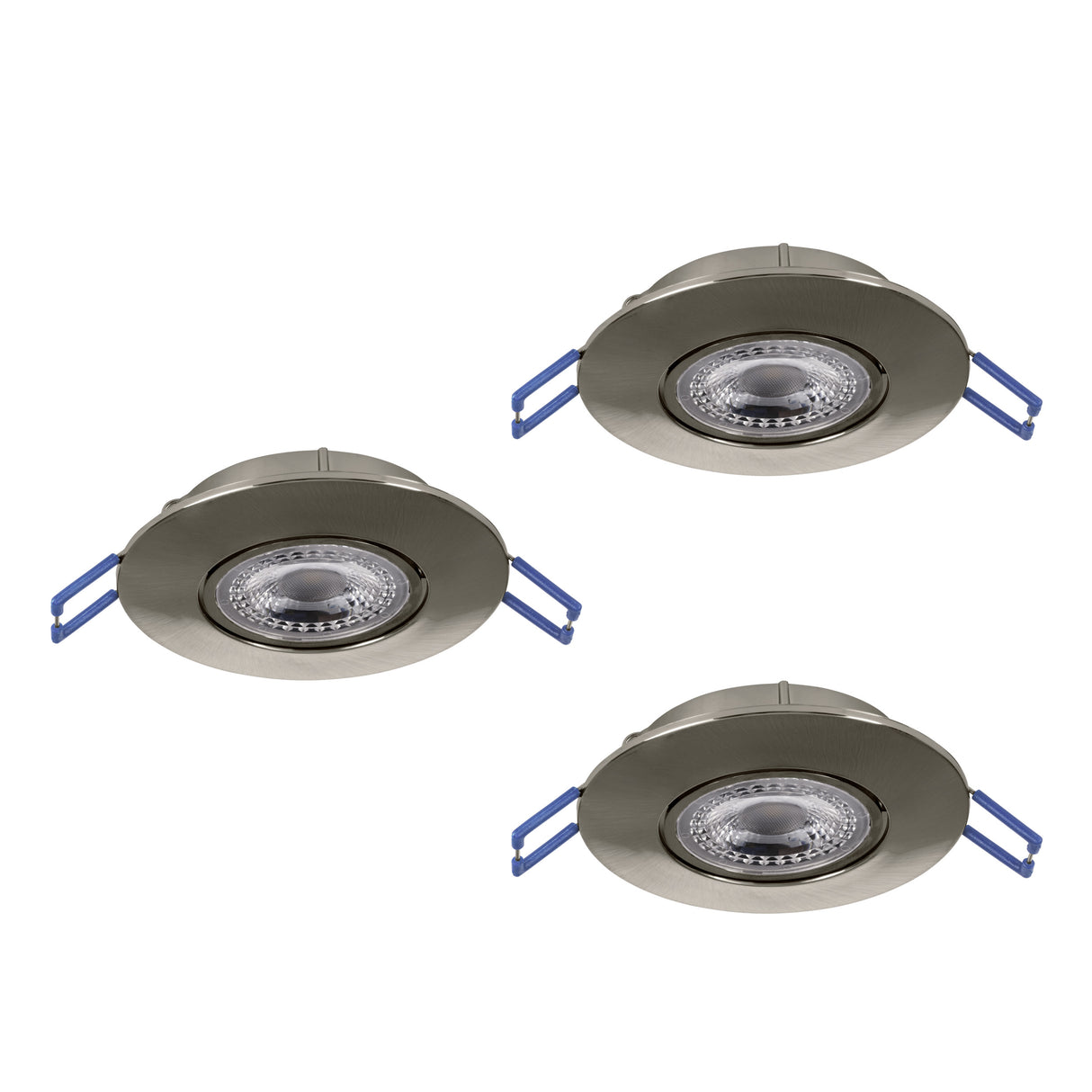 Eglo EU GEDREZ Recessed LED Light – Satin Nickel, CCT Selectable, Warm to Cool White, Slim Indoor Ceiling Downlight