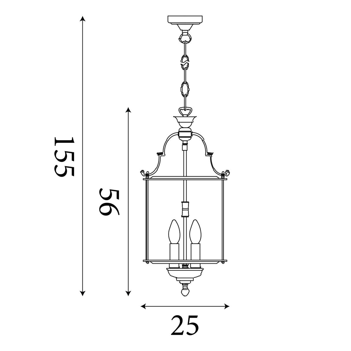 Searchlight Electric Bevelled Lantern 3Lt Pendant - Chrome Metal & Clear Glass 3003-10CC
