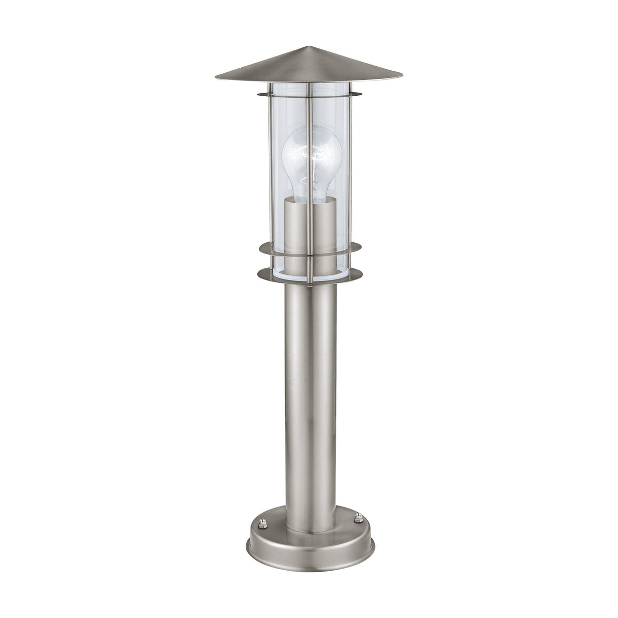 Eglo EU LISIO Outdoor Bollard Light – Stainless Steel & Clear Glass, E27 Fitting, IP44 Garden Floor Light, 500mm