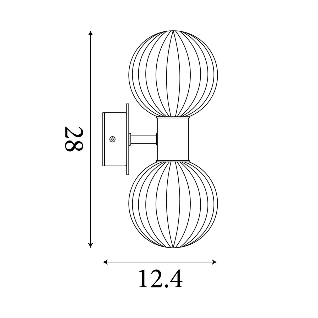 Searchlight Electric Luminsphere 2Lt Wall Light, Matt Black Metal with Smoked Gla 30507BK