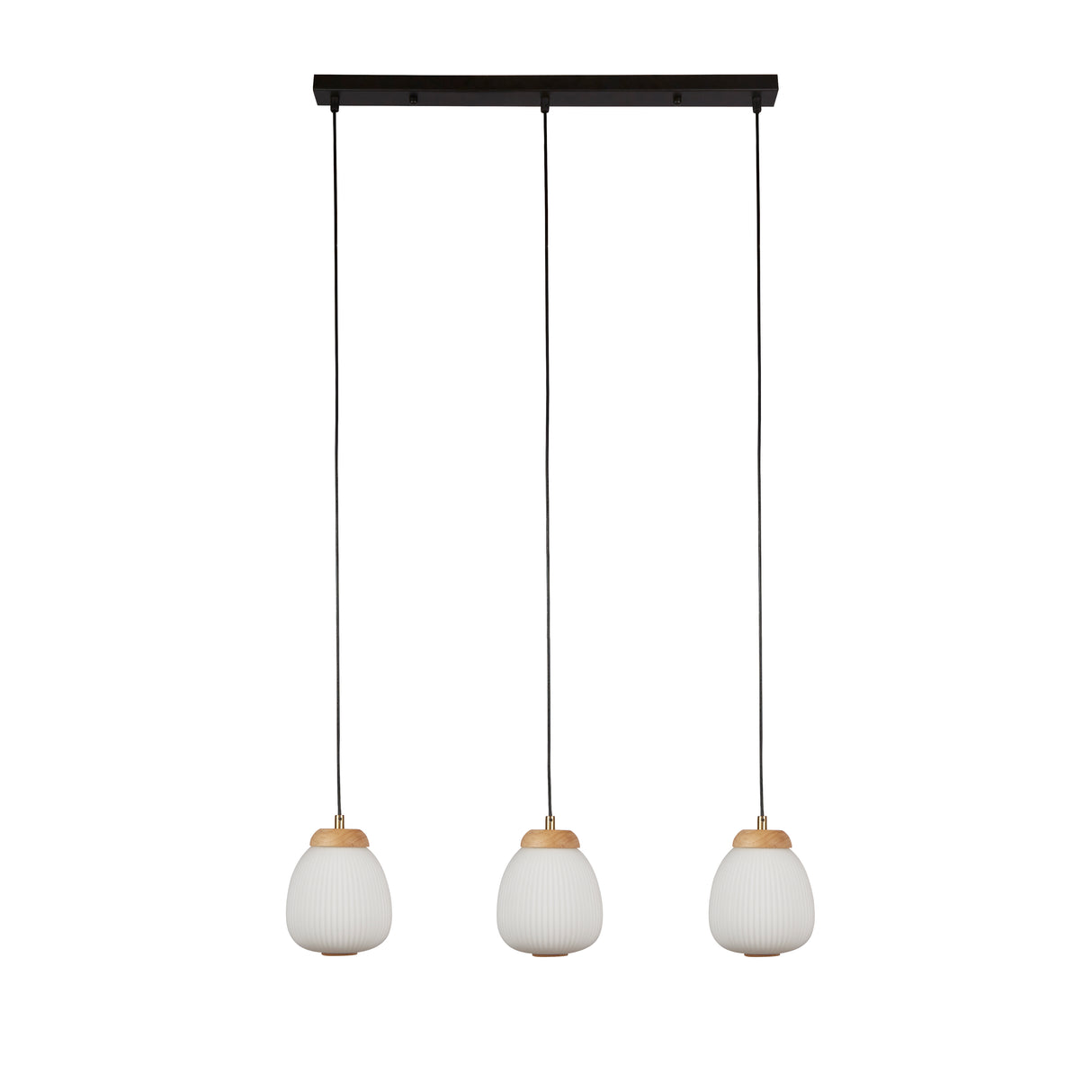 Searchlight Electric Ella 3Lt Pendant - Black Metal & Opal Ribbed Glass 31411-3NA