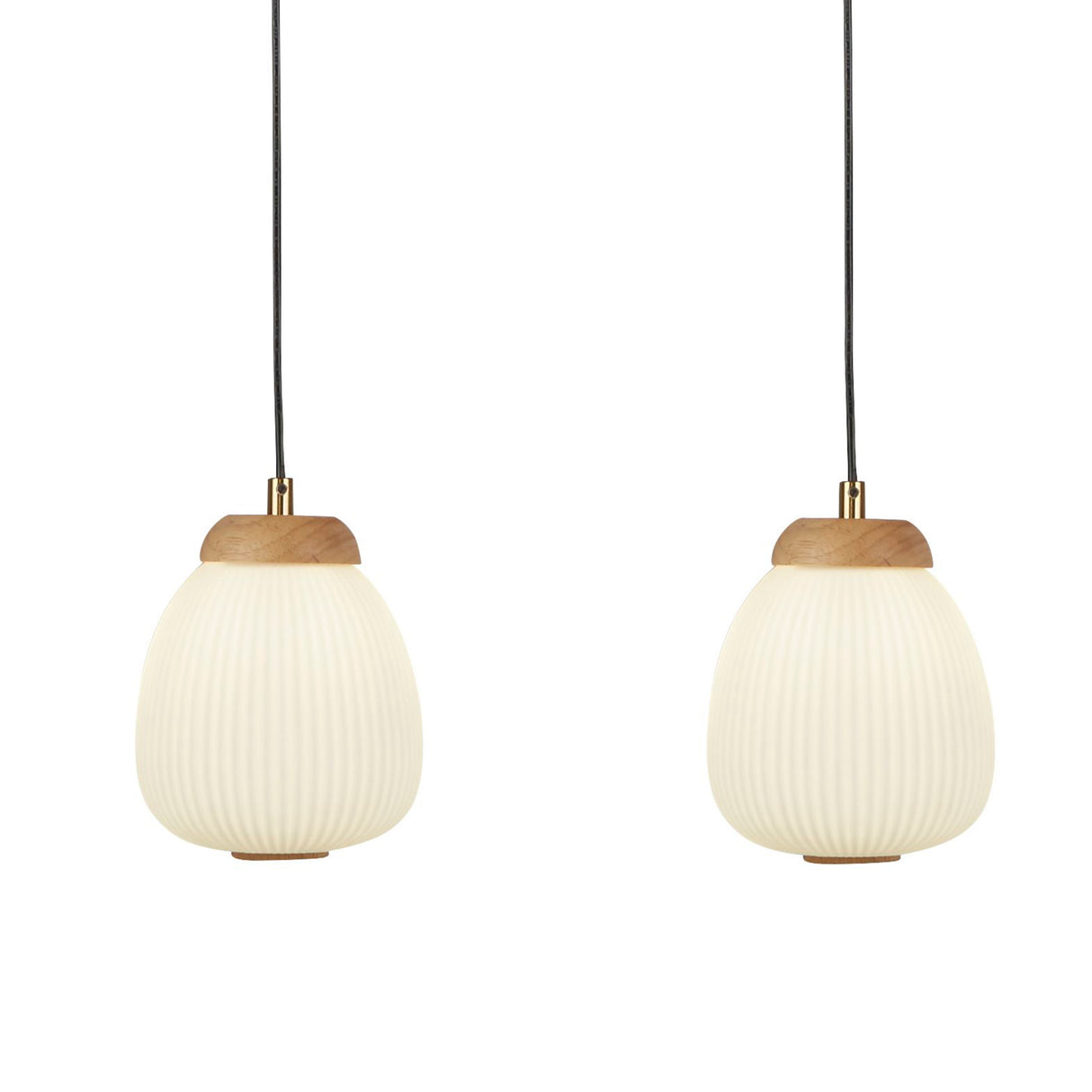 Searchlight Electric Ella 3Lt Pendant - Black Metal & Opal Ribbed Glass 31411-3NA
