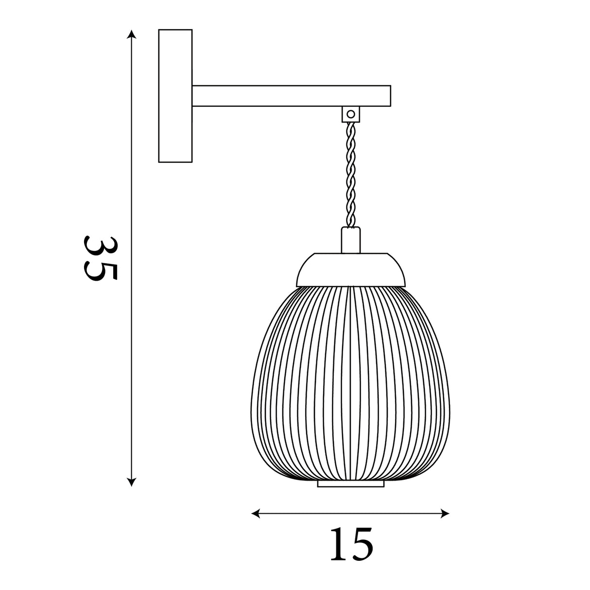 Searchlight Electric Ella Wall light - Brass Metal, Wood & Opal Ribbed Glass 31412-1NA
