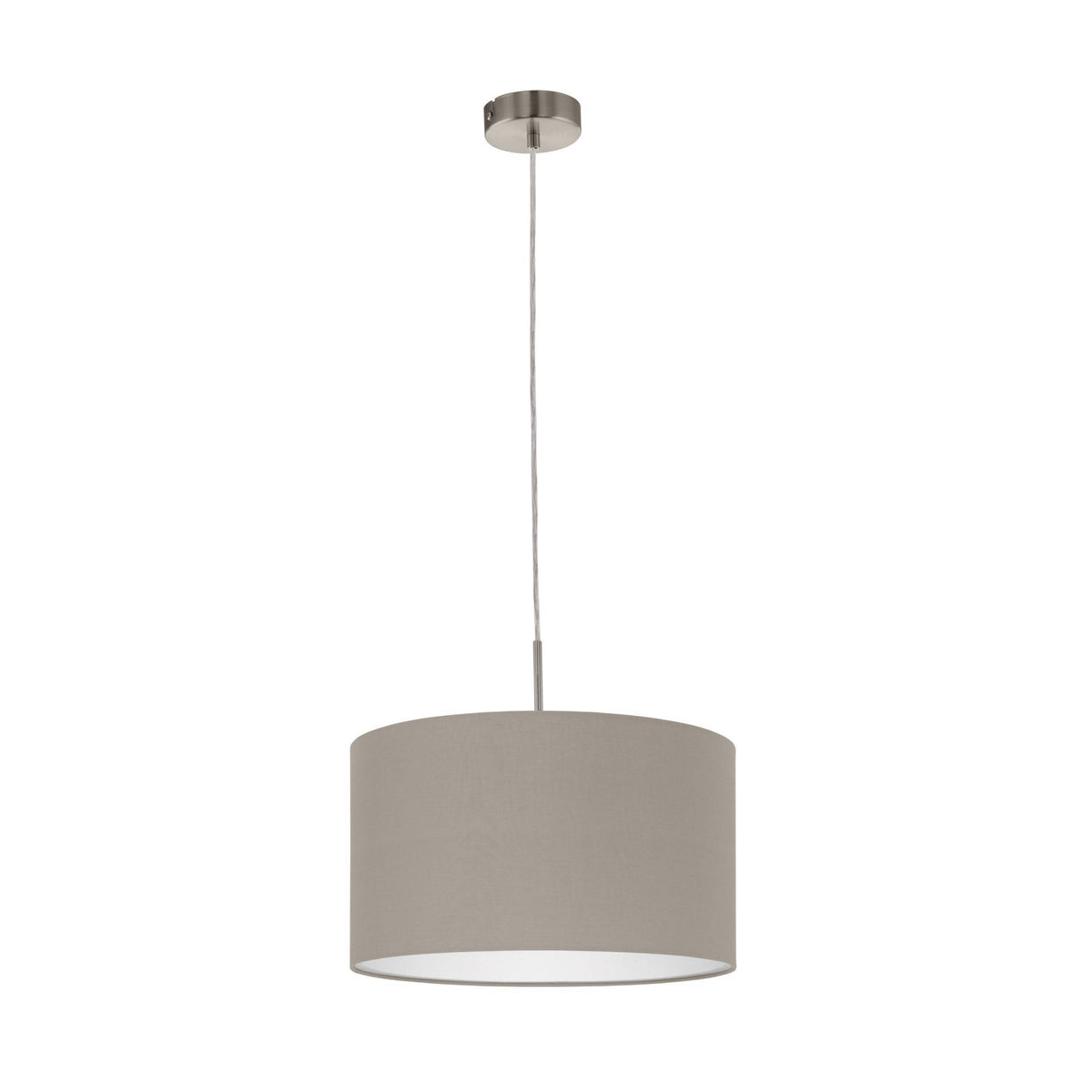 Eglo EU Pasteri Satin Nickel/Taupe Fabric Pendant Light, 38cm