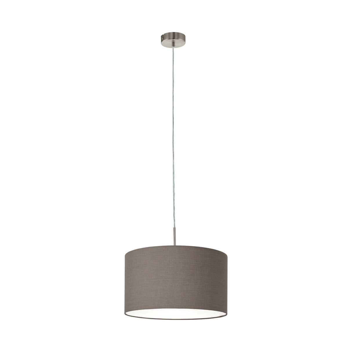 Eglo EU Pasteri Steel & Brown Fabric Single Pendant, 38cm