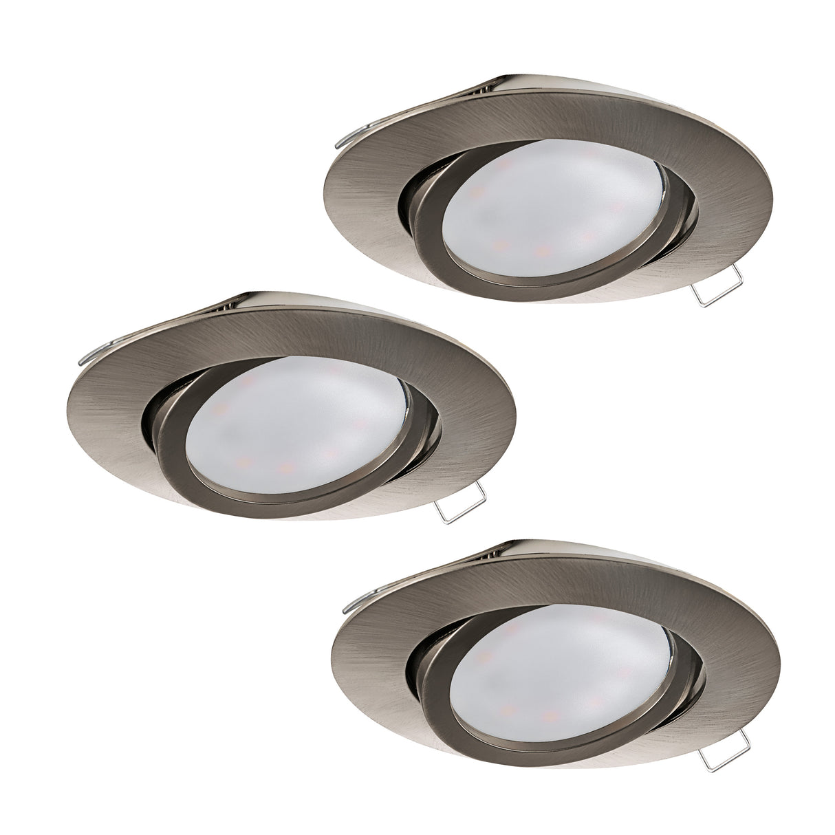Eglo EU Tedo Satin Nickel LED Round Set of 3 Recessed Light, 8cm, 3000K