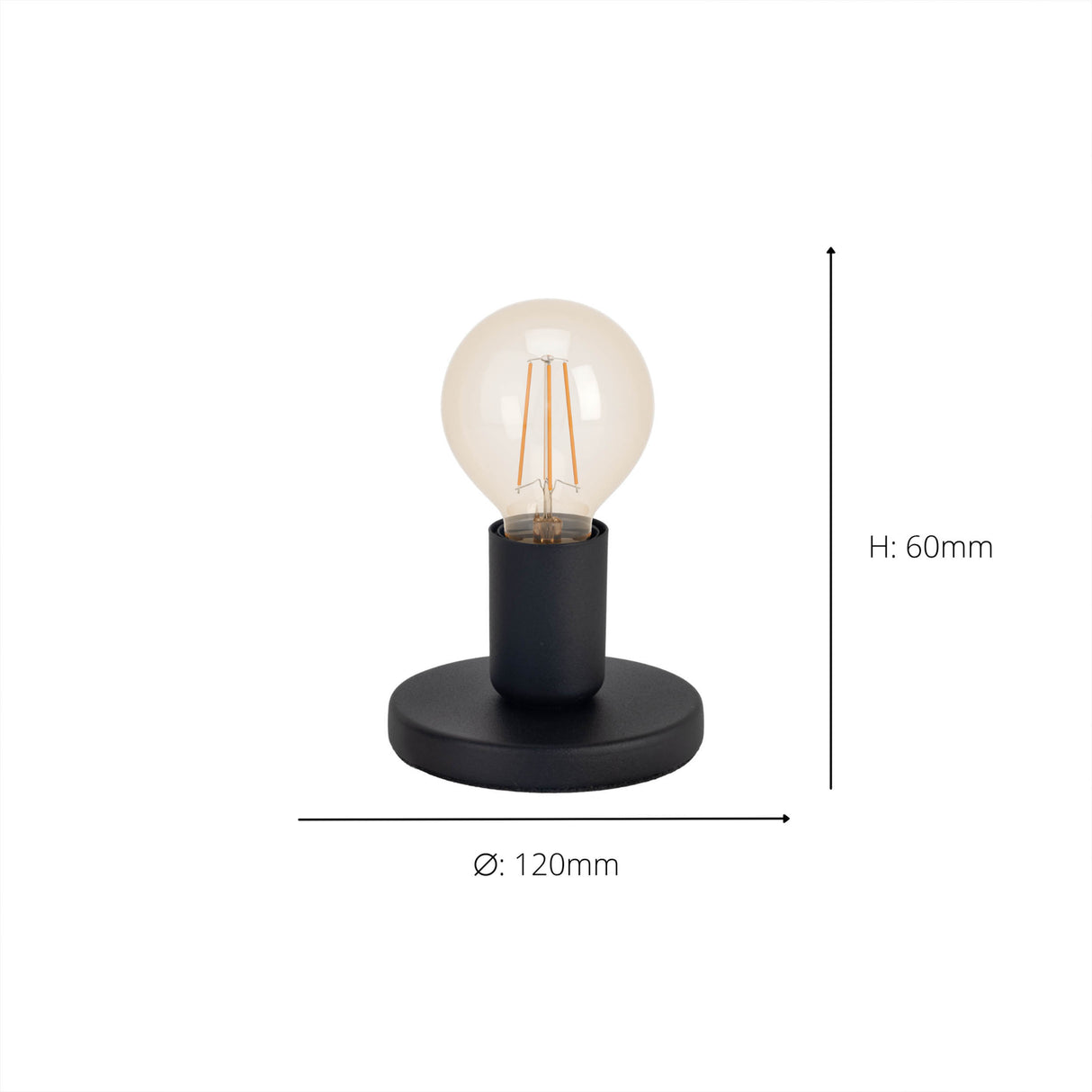 Eglo EU Pozello Table Lamp Black Steel Base with Exposed Bulb