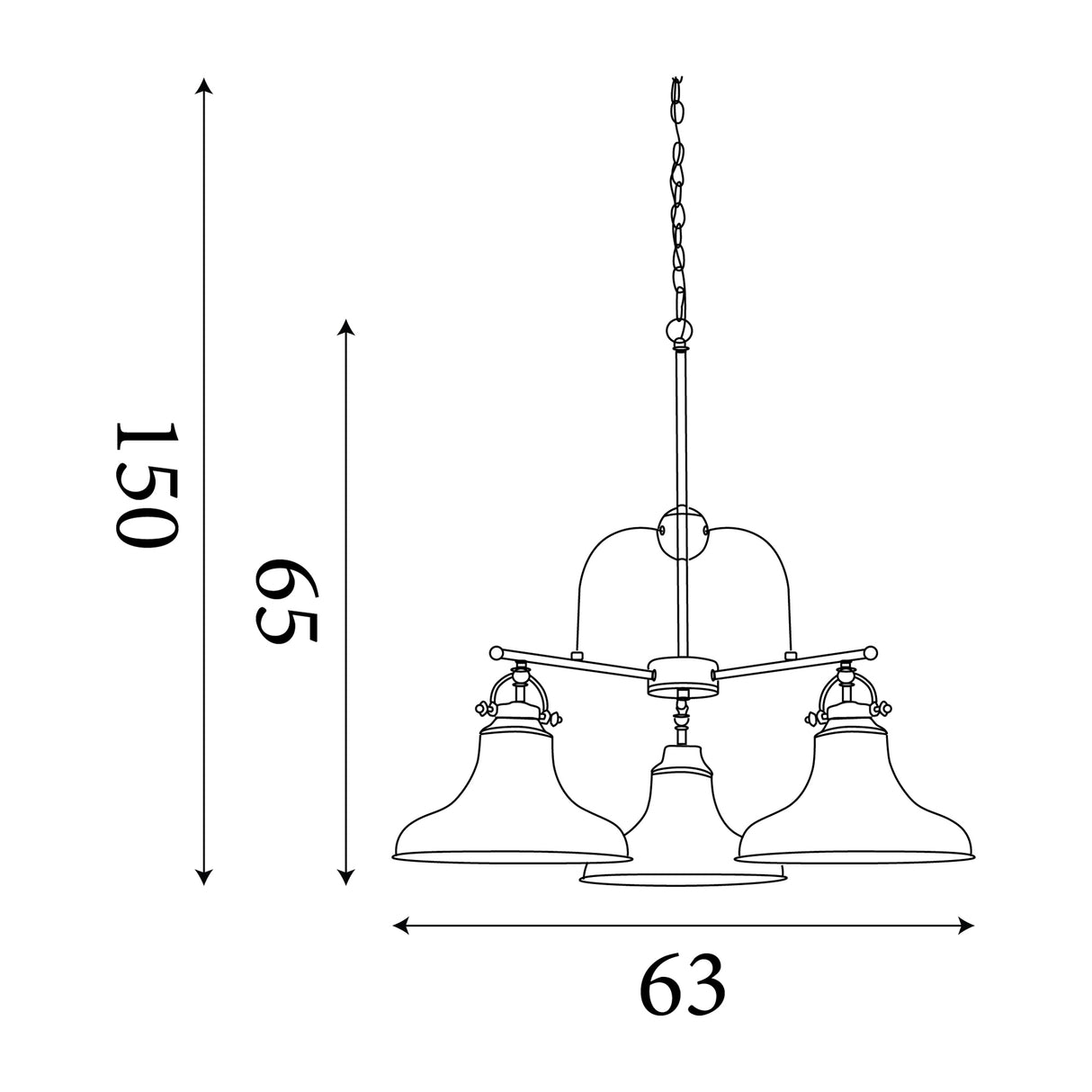 Searchlight Electric Dallas 3Lt Pendant - Satin Silver 3183-3SS