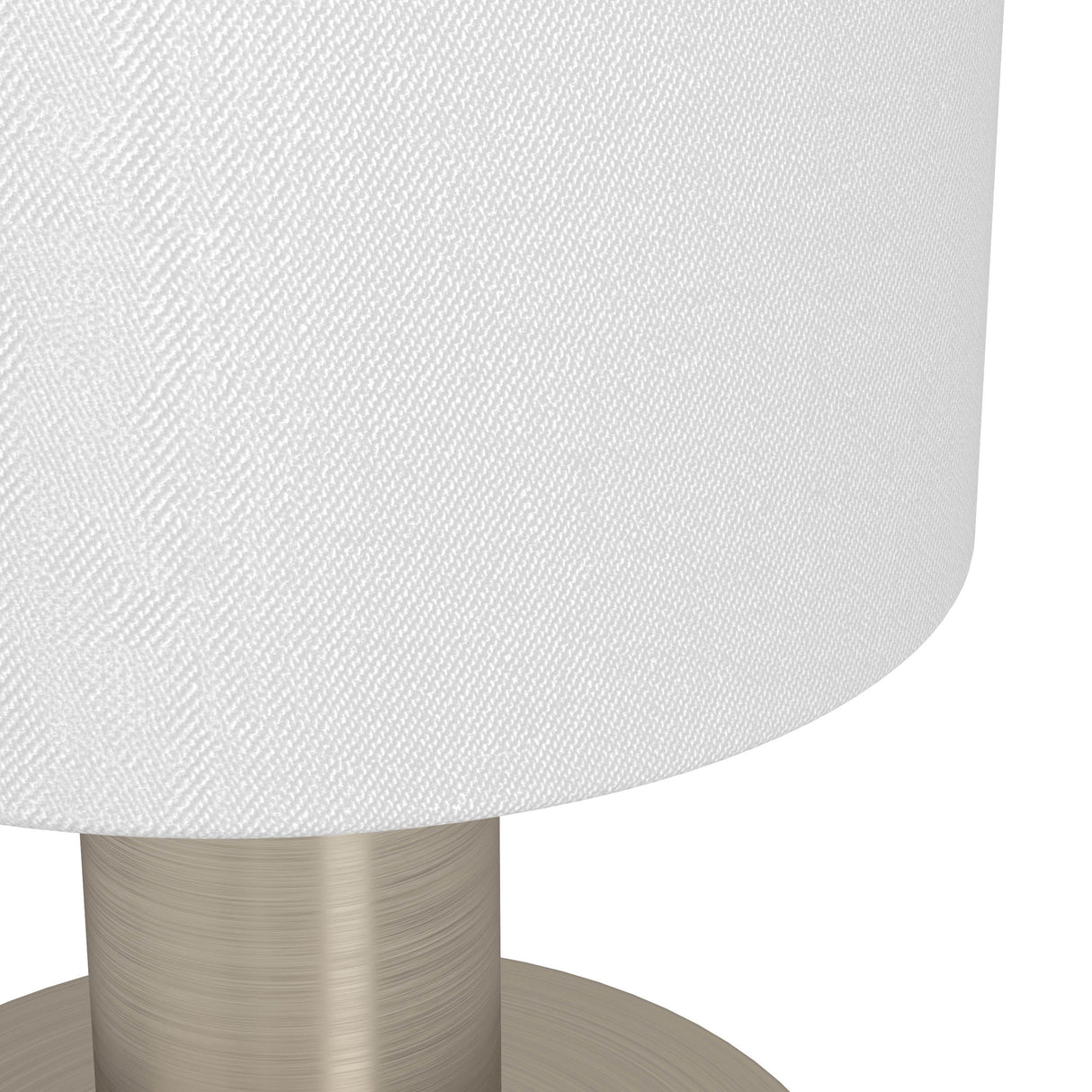Eglo EU Montetto Table Lamp – White Fabric Shade with Satin Nickel Steel Base, E14
