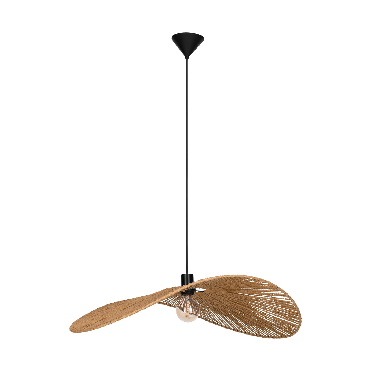 Eglo EU Siruela Steel Black Contemporary Organic Paper Single Pendant