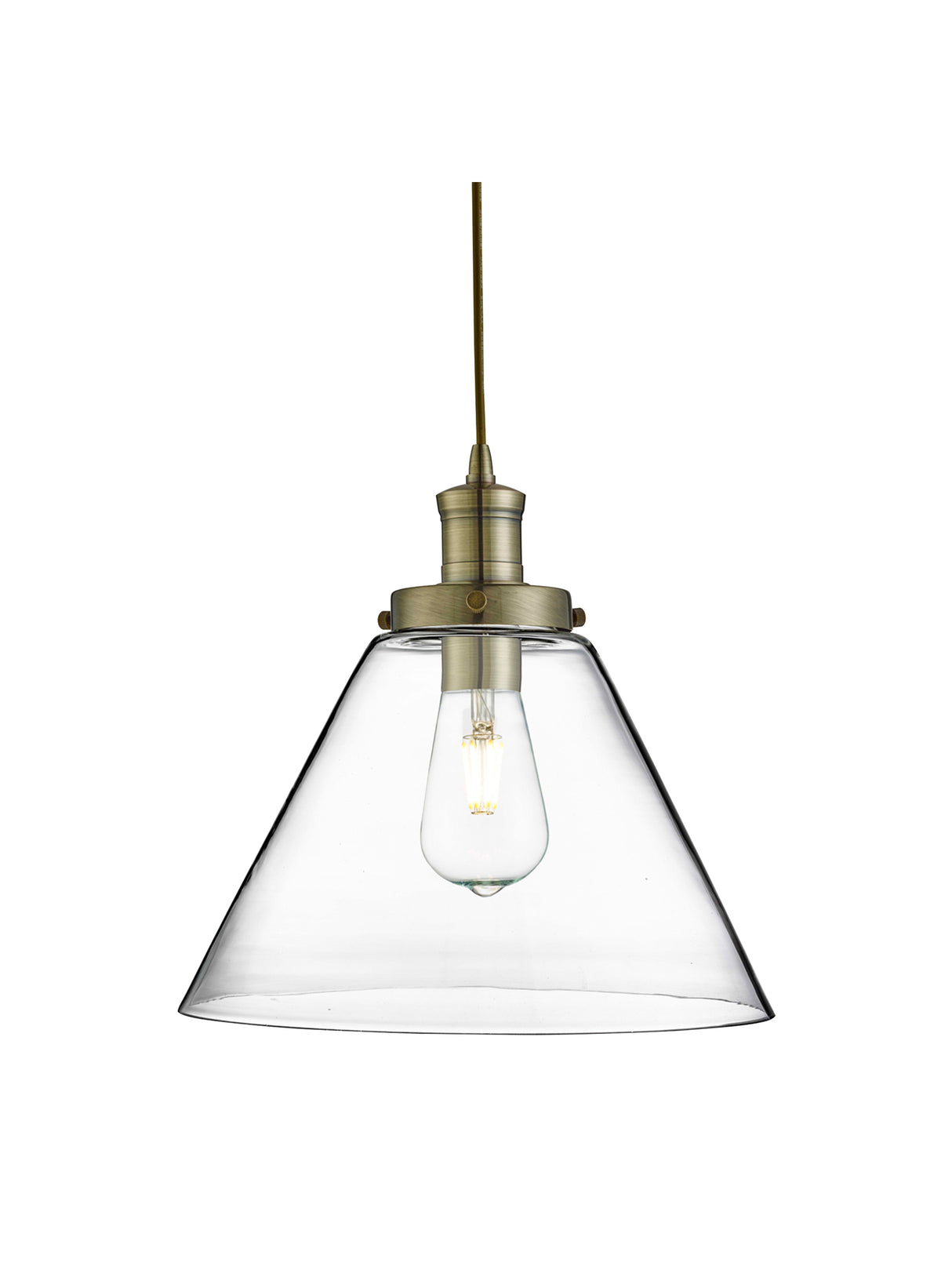 Pyramid Pendant - Antique Brass Metal & Glass
