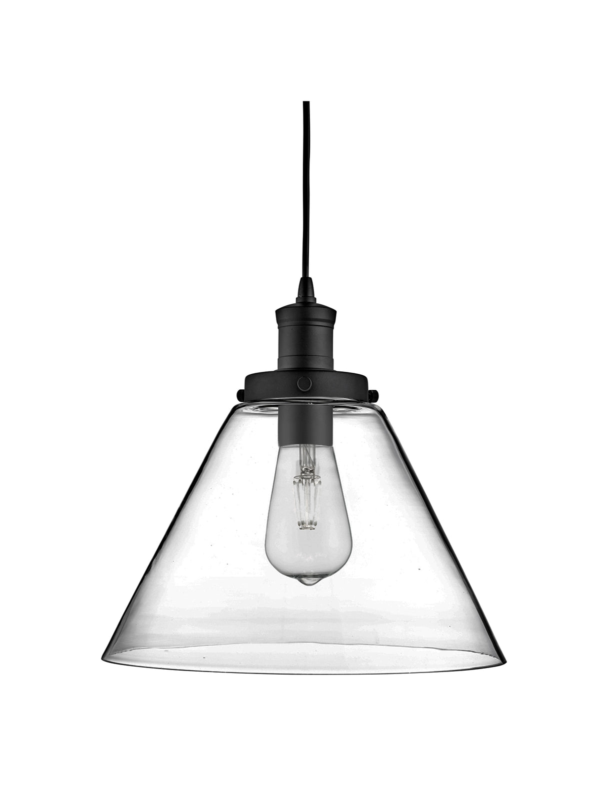 Searchlight Electric Pyramid Pendant - Black Metal & Glass 3228BK