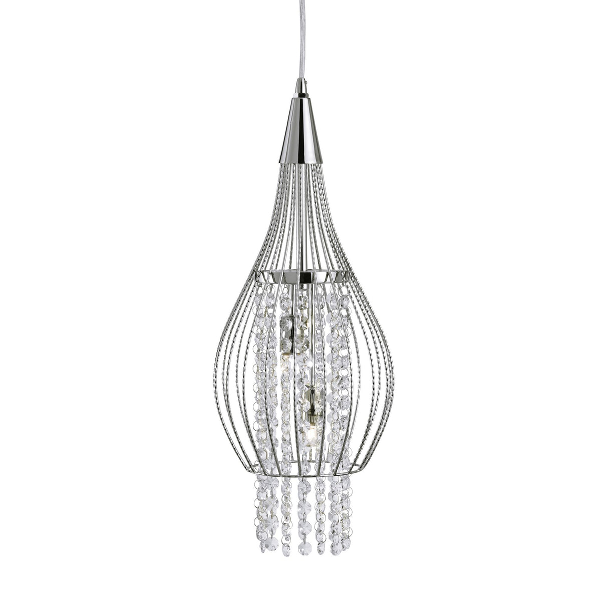 Rocket 2Lt Pendant - Chrome Metal & Crystal